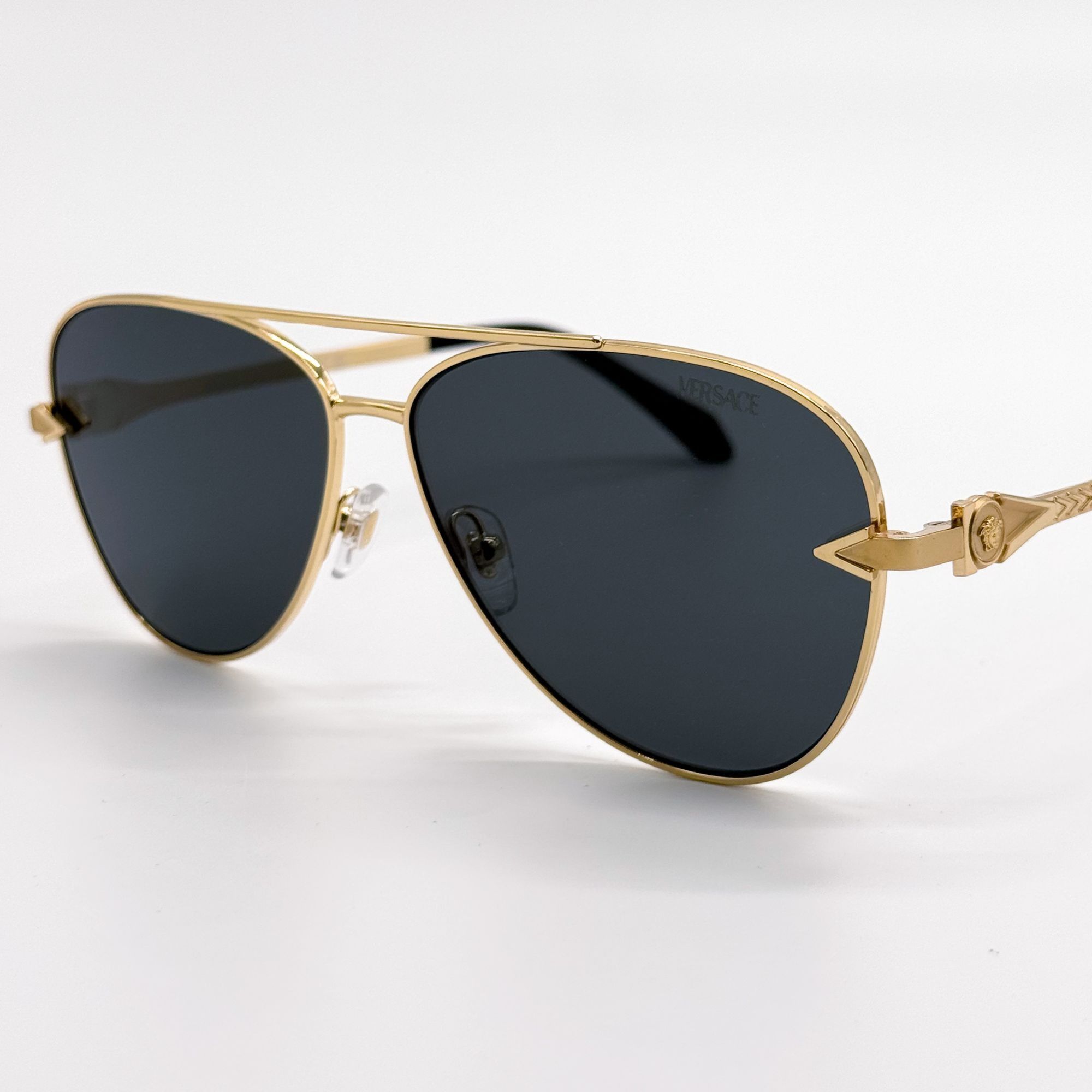 Versace NEW VE2283 1002/87 VERSACE GOLD GREY AVIATOR SUNGLASSES VERS Size ONE SIZE - 5 Thumbnail