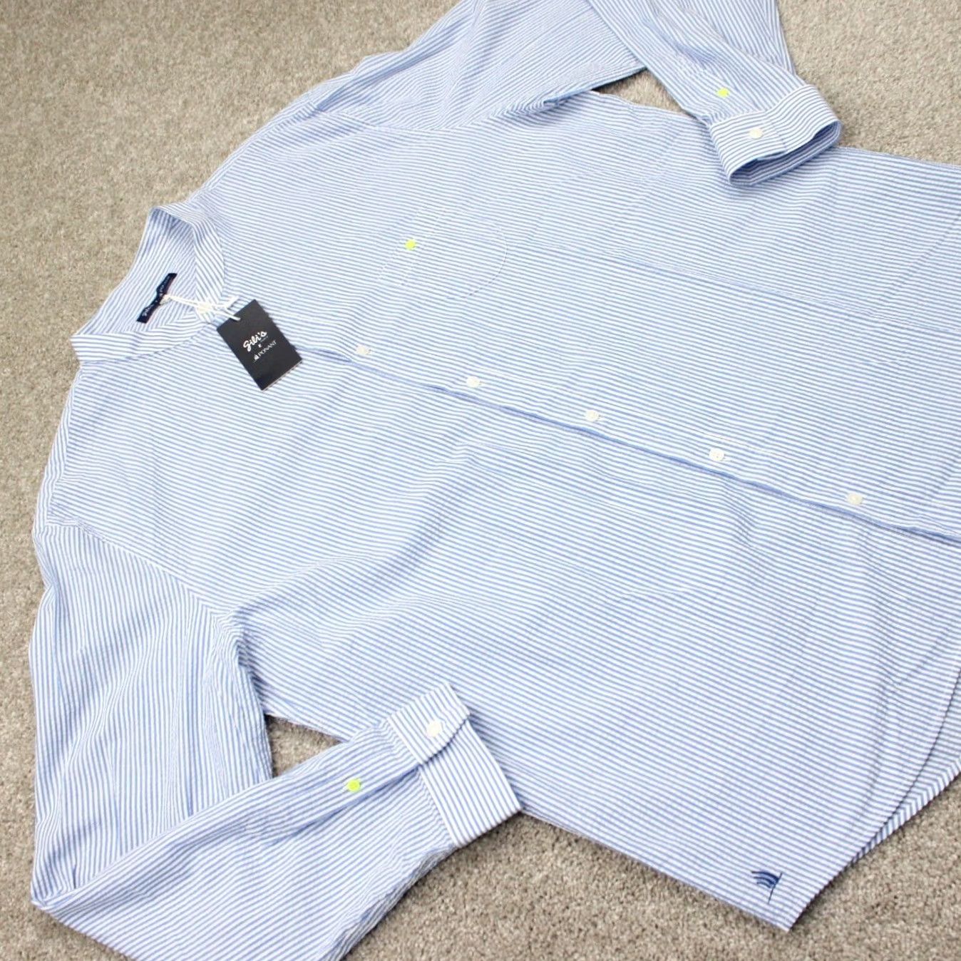 Vintage Gili's Paris Shirt Men 3XL Blue/White Seersucker Button-Up L/S Cotton NWT Vintage No N/A Size US XXL / EU 58 / 5 - 7 Thumbnail