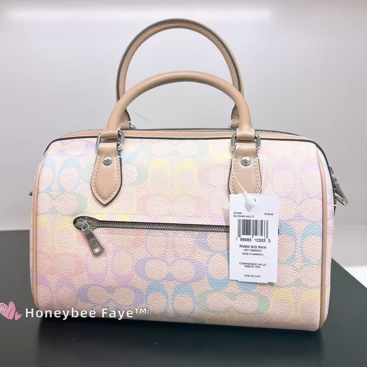 Coach Rowan Satchel Bag In Rainbow Signature Canvas CDA90 Size ONE SIZE - 3 Thumbnail