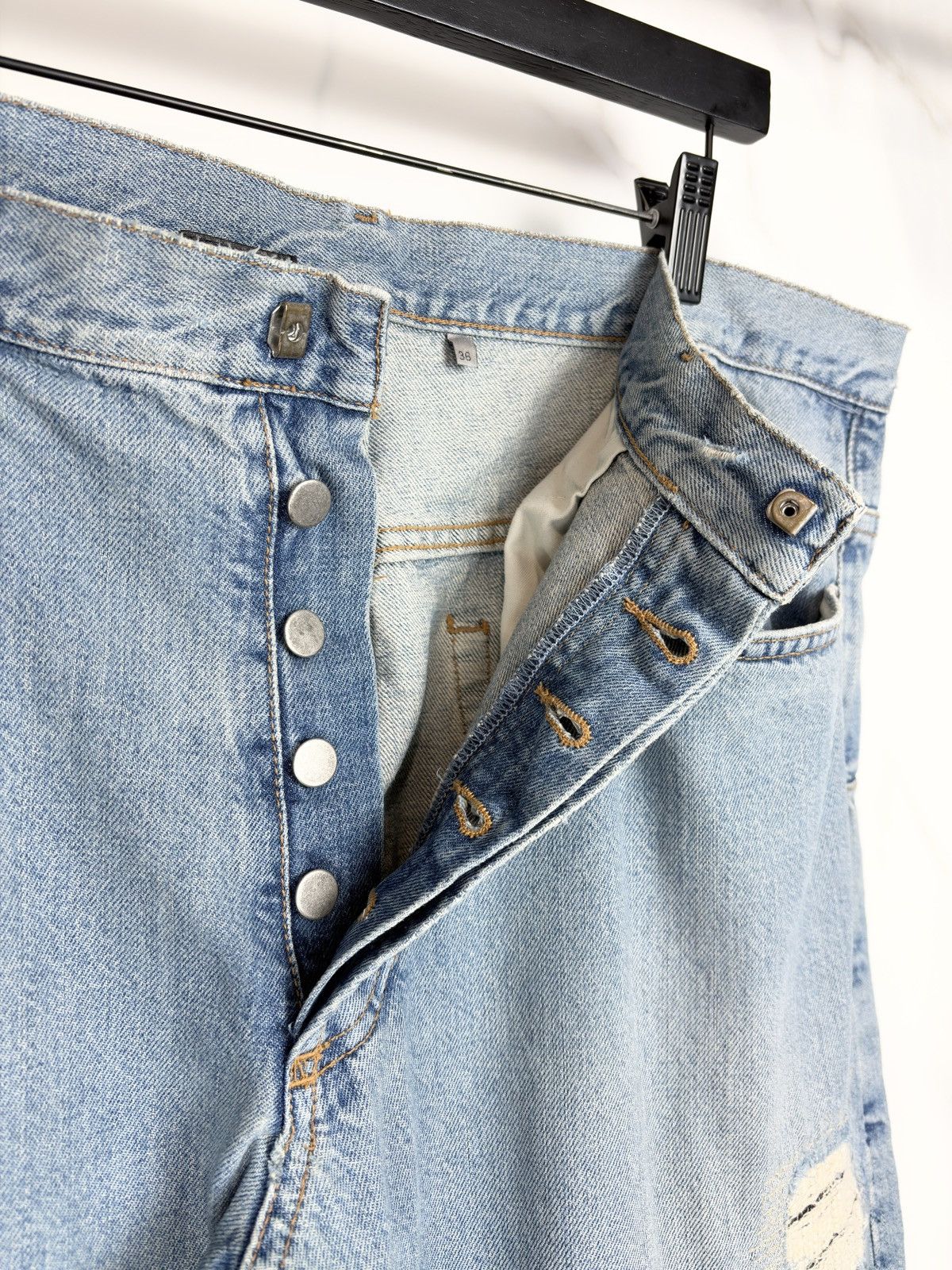 Dior × Hedi Slimane SS06 Dior Homme Runway Crash Distressed Repaired Denim Jeans Size US 36 / EU 52 - 6 Thumbnail