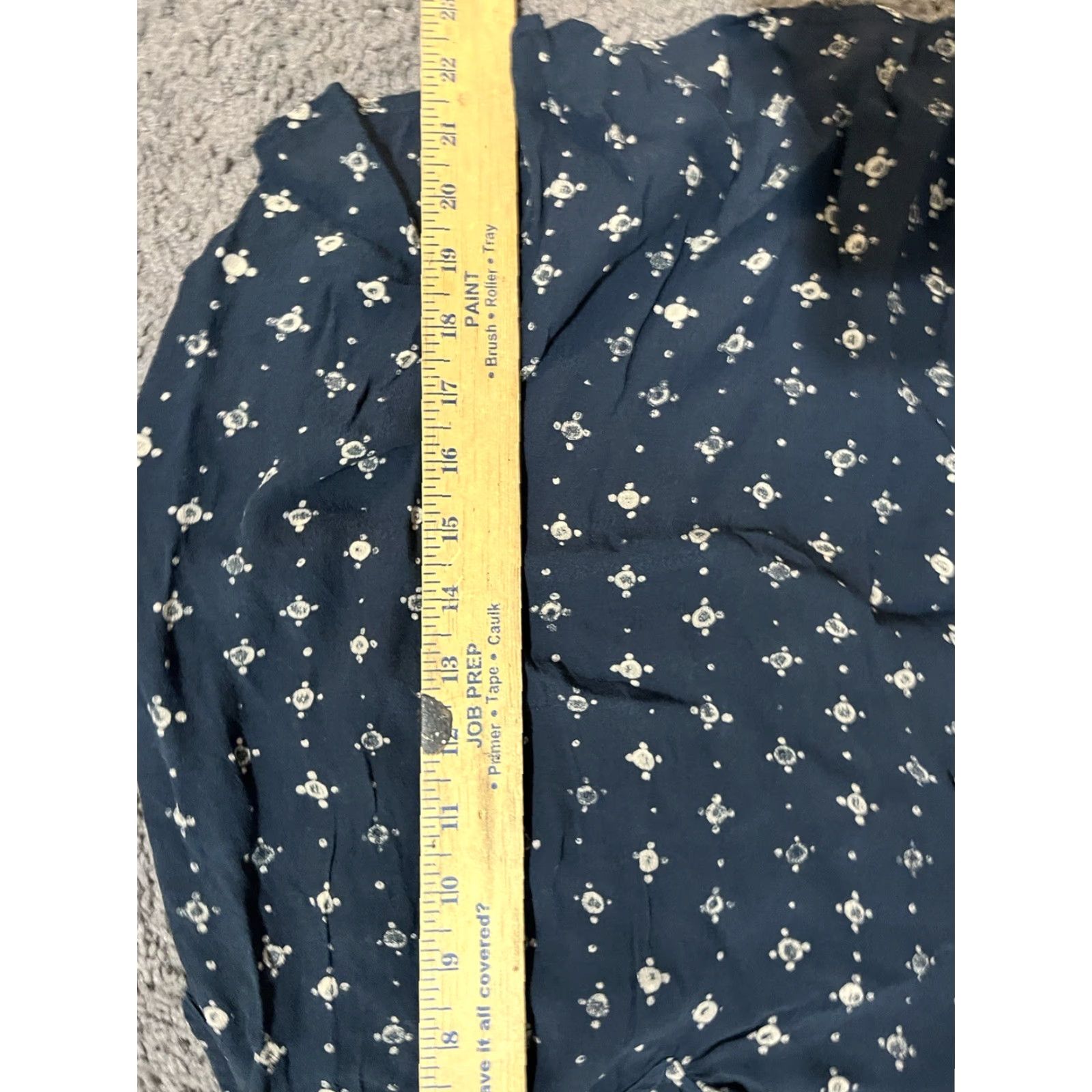 Madewell Madewell Memory Tank All Over Print Navy Blouse XS Geometric Chambray 100% Viscose Short Sleeve Round Neck Casual Women Blouse G1562 Size XS / US 0-2 / IT 36-38 - 7 Thumbnail