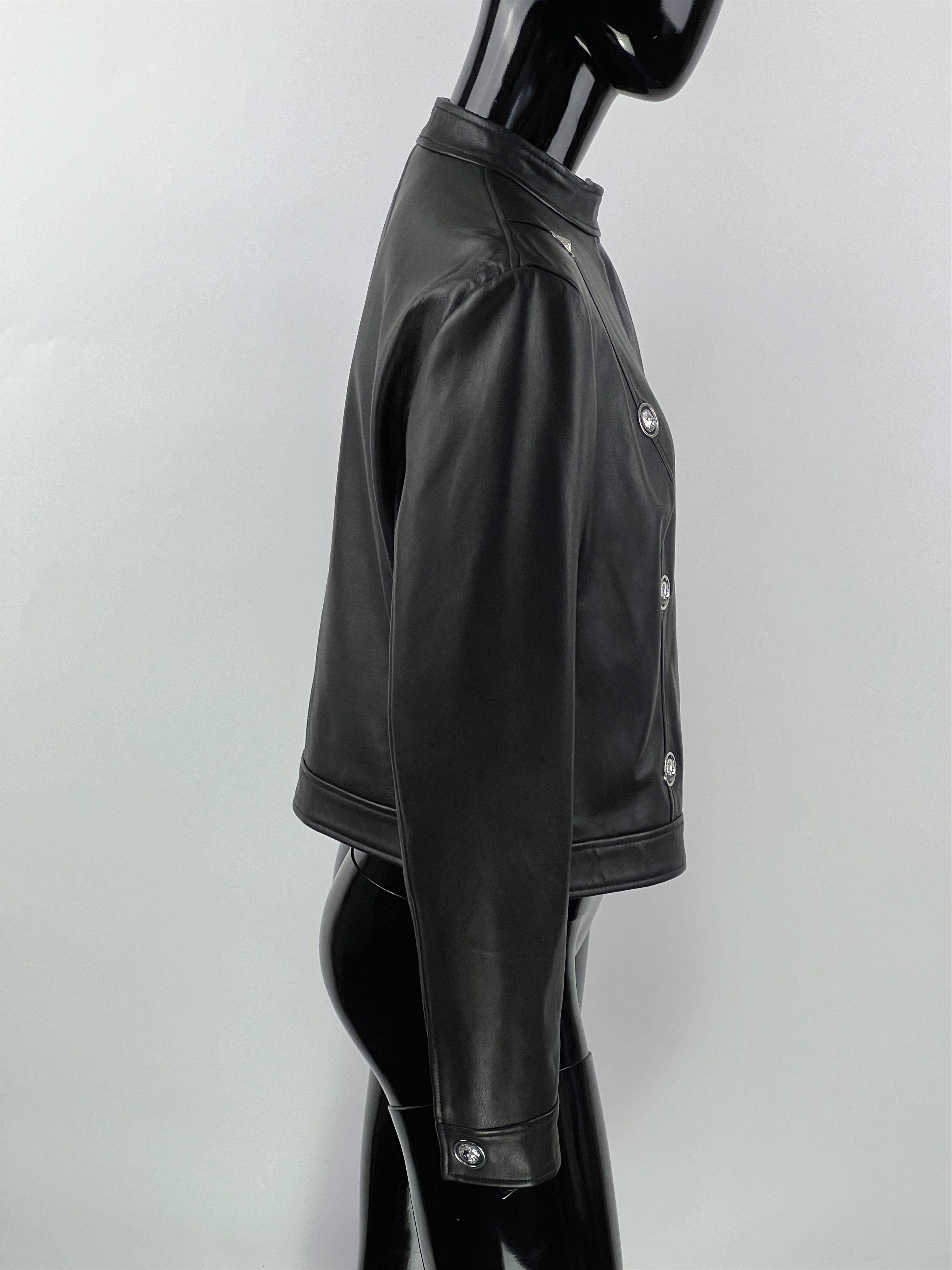 Versace Versus Versace Black Leather Full Zip Jacket Size IT46 Size L / US 10 / IT 46 - 3 Thumbnail