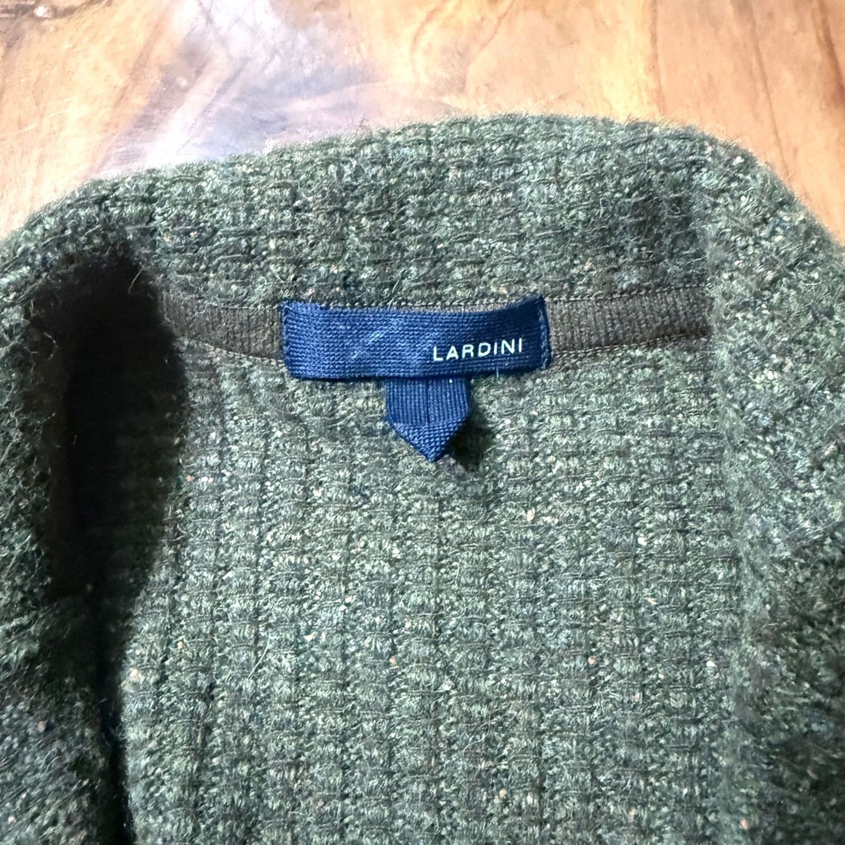 Lardini Lardini Italy Mens Cardigan Sweater L Alpaca Wool blend Button Collar Pockets Green Long Sleeve Knit Chunky-Knit Regular Size L Mens' Cardigan Sweater Size US L / EU 52-54 / 3 - 3 Thumbnail