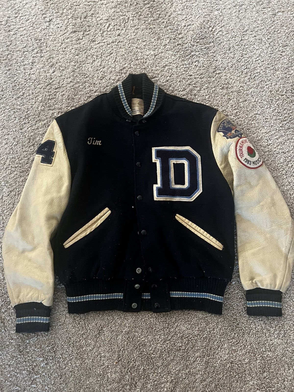 image of Delong Varsity Jackets x Vintage Varsity Jacket in Blue, Men's (Size Small)