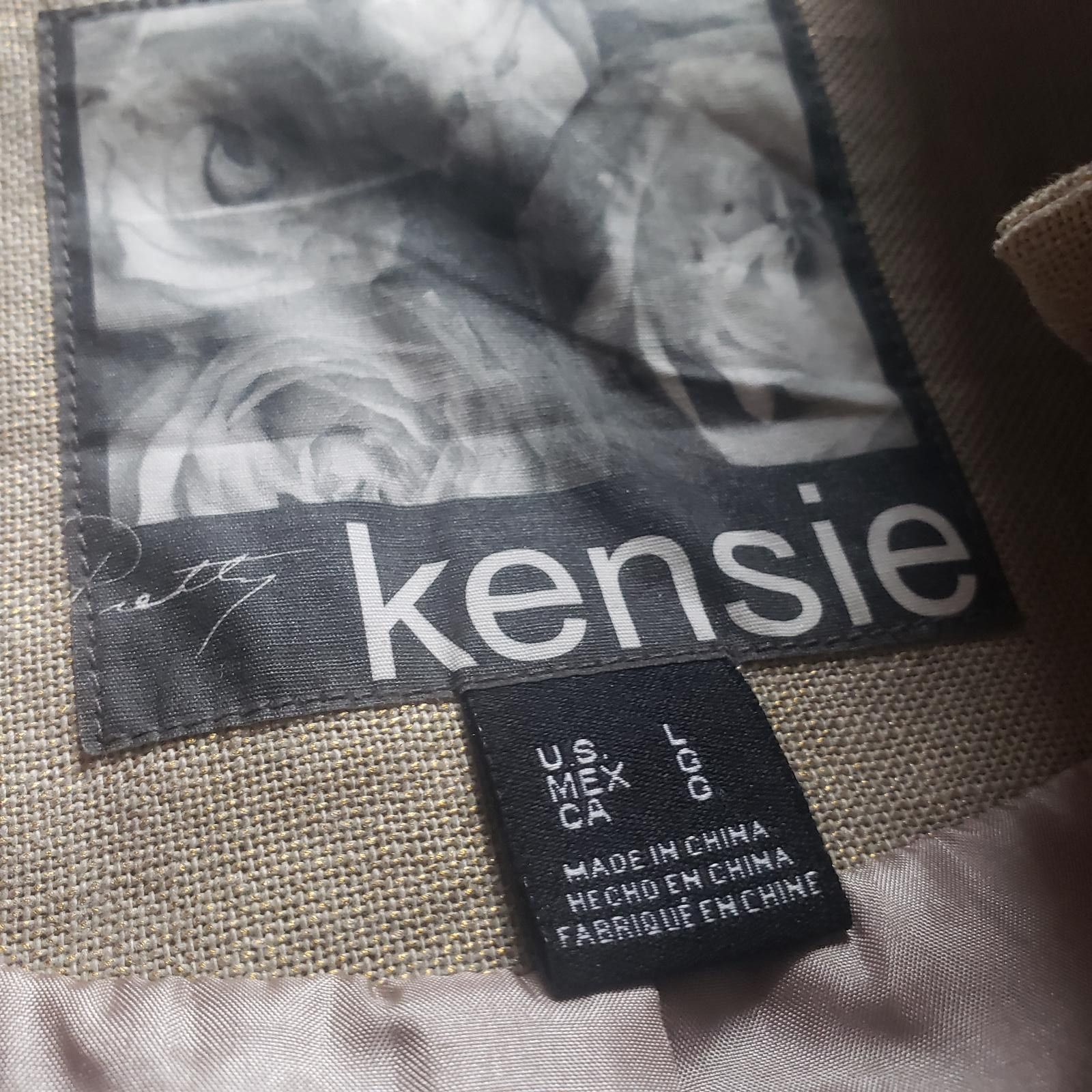Designer Kensie Women's Stylish Beige Linen Jacket Trench Style Coat Size L / US 10 / IT 46 - 4 Thumbnail