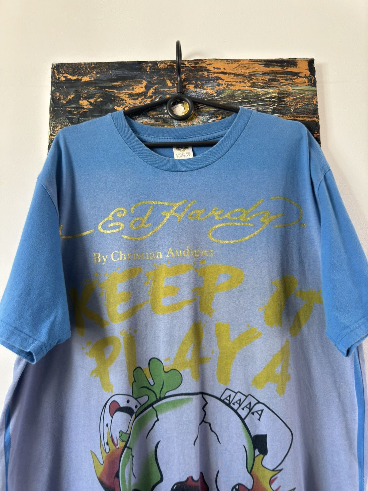 Ed Hardy × Vintage Vintage Ed Hardy Keep It Playa Skull Print Tee Size US XL / EU 56 / 4 - 2 Thumbnail