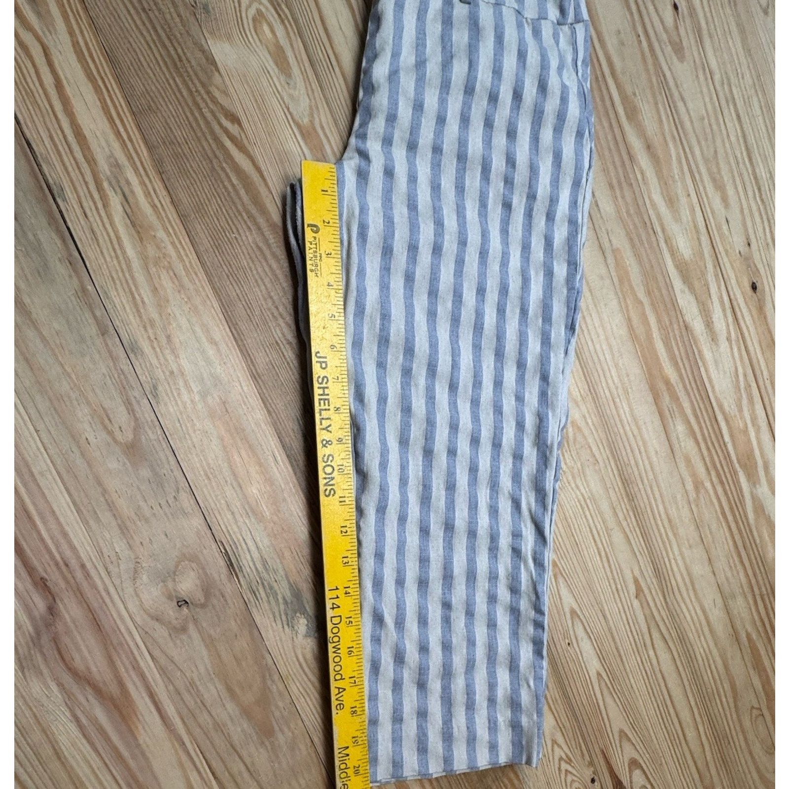 Other Sharagano Pull On Linen Blend Pants Blue Gray Stripe Size 10 Size 32" / US 10 / IT 46 - 5 Thumbnail