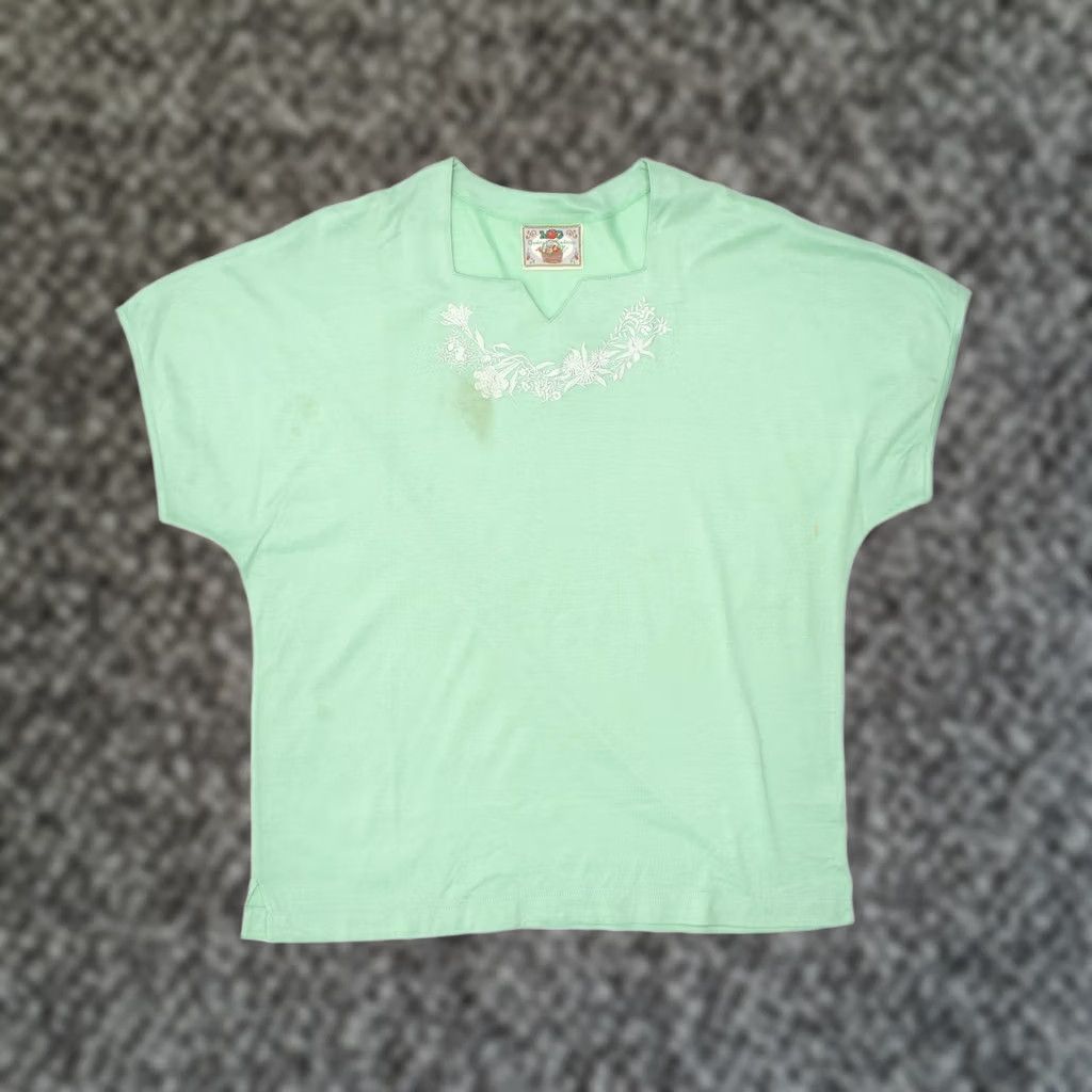 Vintage VINTAGE M & G Womens Short Sleeve Tunic Top IT 48 XL Green Cotton PO10 Size XL / US 12-14 / IT 48-50 - 1 Thumbnail