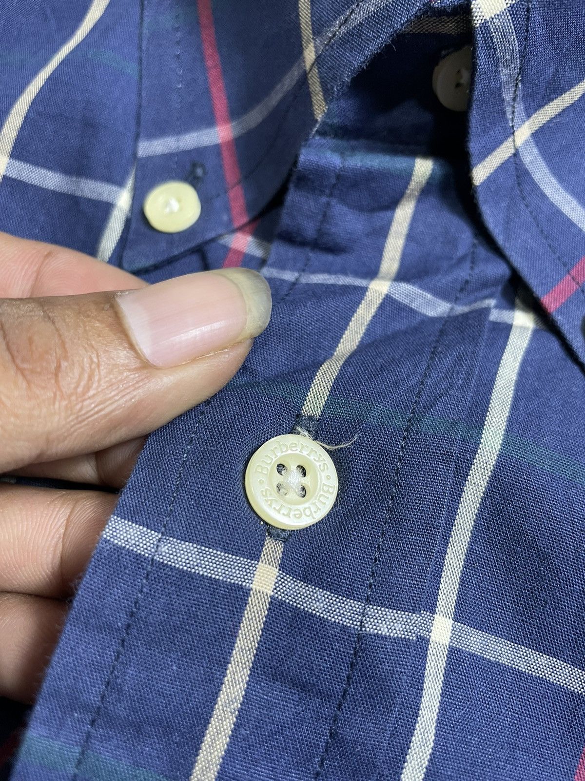 Burberry × Vintage Vintage Burbereys navy Nova Check short sleeve shirt Size US M / EU 48-50 / 2 - 5 Thumbnail