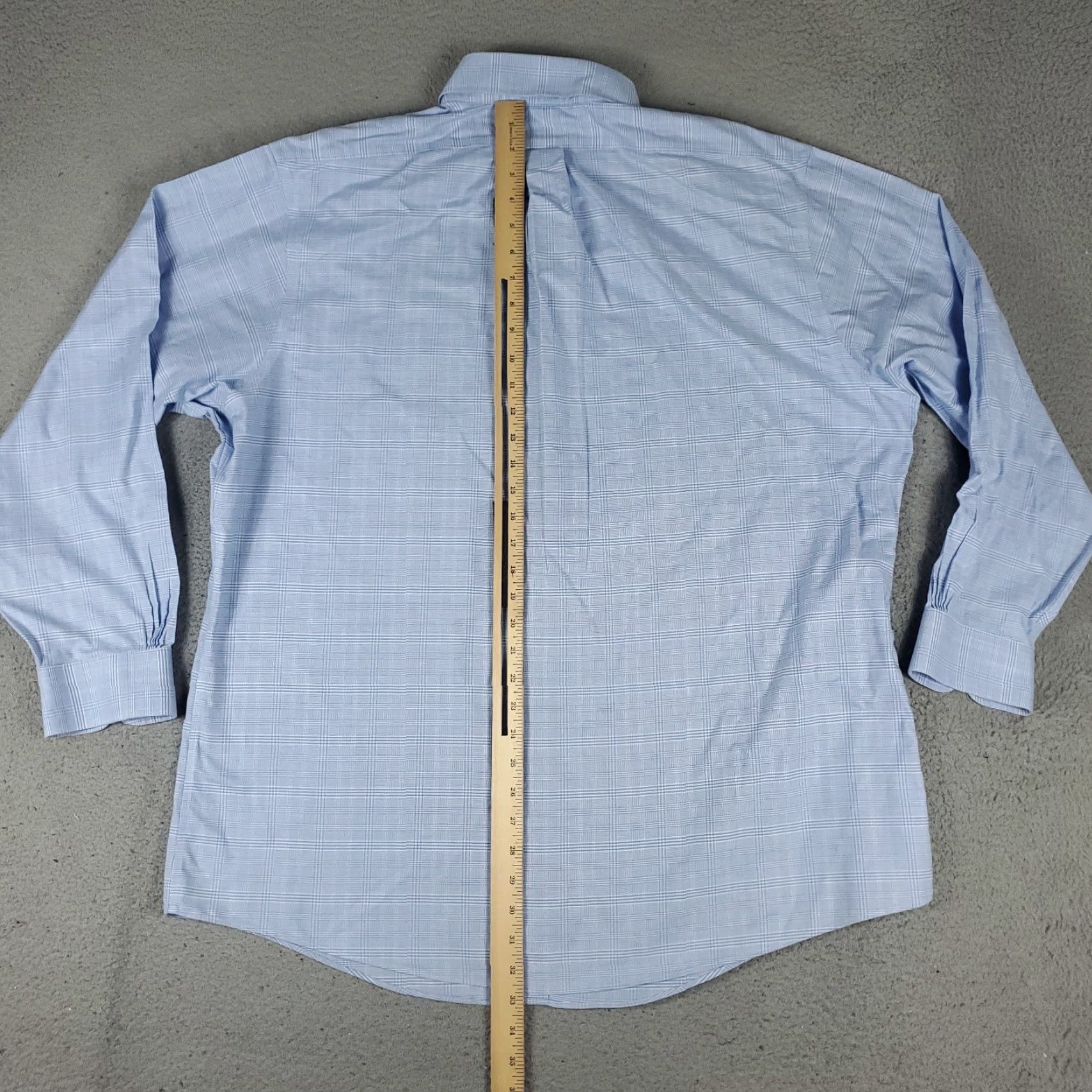 Brooks Brothers VINTAGE Brooks Brothers Shirt Mens 18 Blue Plaid Regent Dress Button Up Long Sleeve Regular 18in Blue Non-Iron Pockets Mens Breakthrough Size 48R - 4 Thumbnail