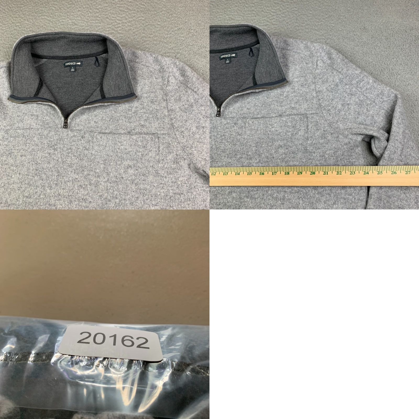 Toad&Co Toad & Co Kennicott Sweater Men's Large Gray Wool Blend 1/4 Zip Pullover Size US L / EU 52-54 / 3 - 8 Thumbnail