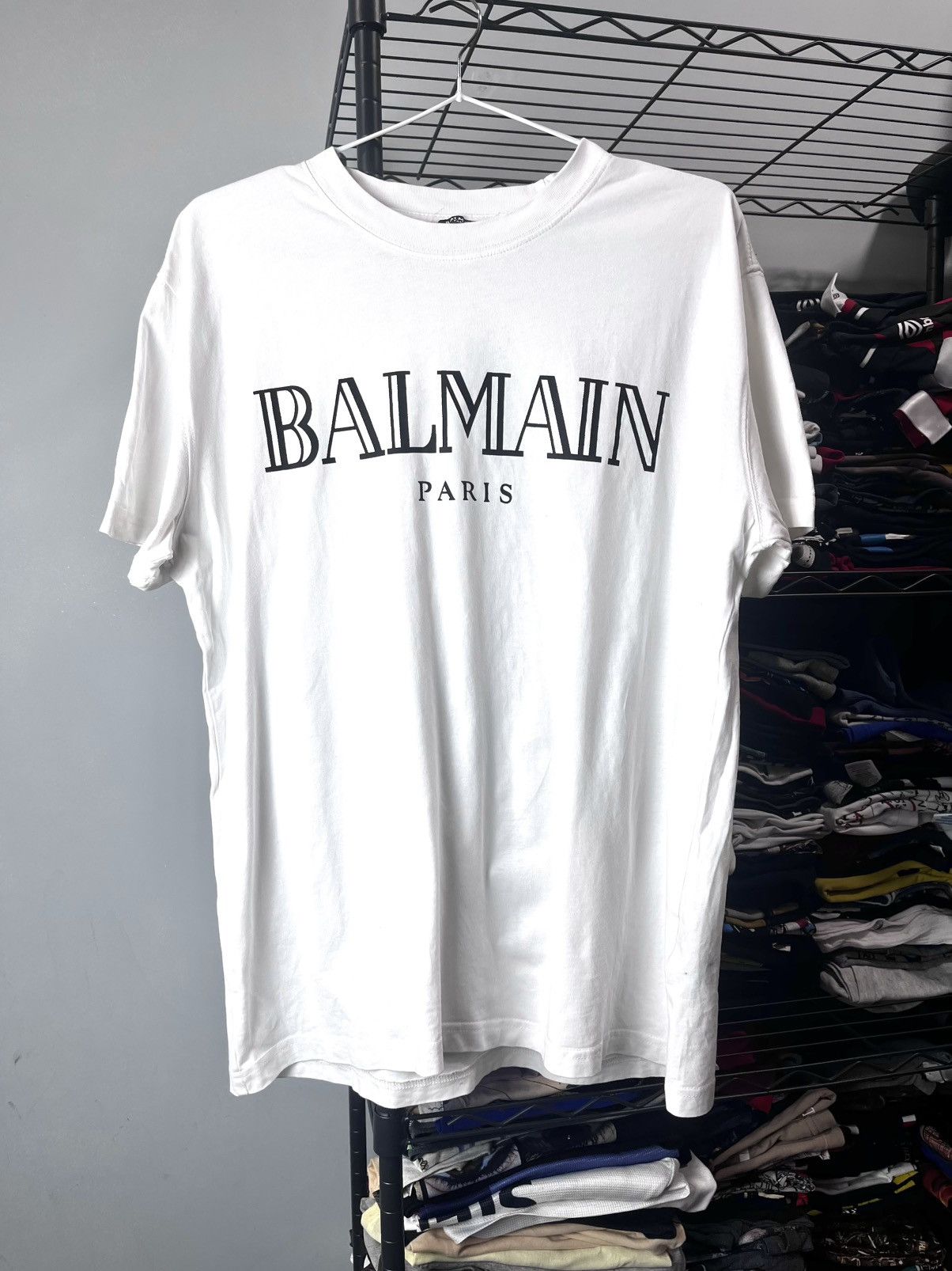 Balmain Vintage Balmain Big Logo Print T Shirt Luxury Designer Size US L / EU 52-54 / 3 - 1 Thumbnail