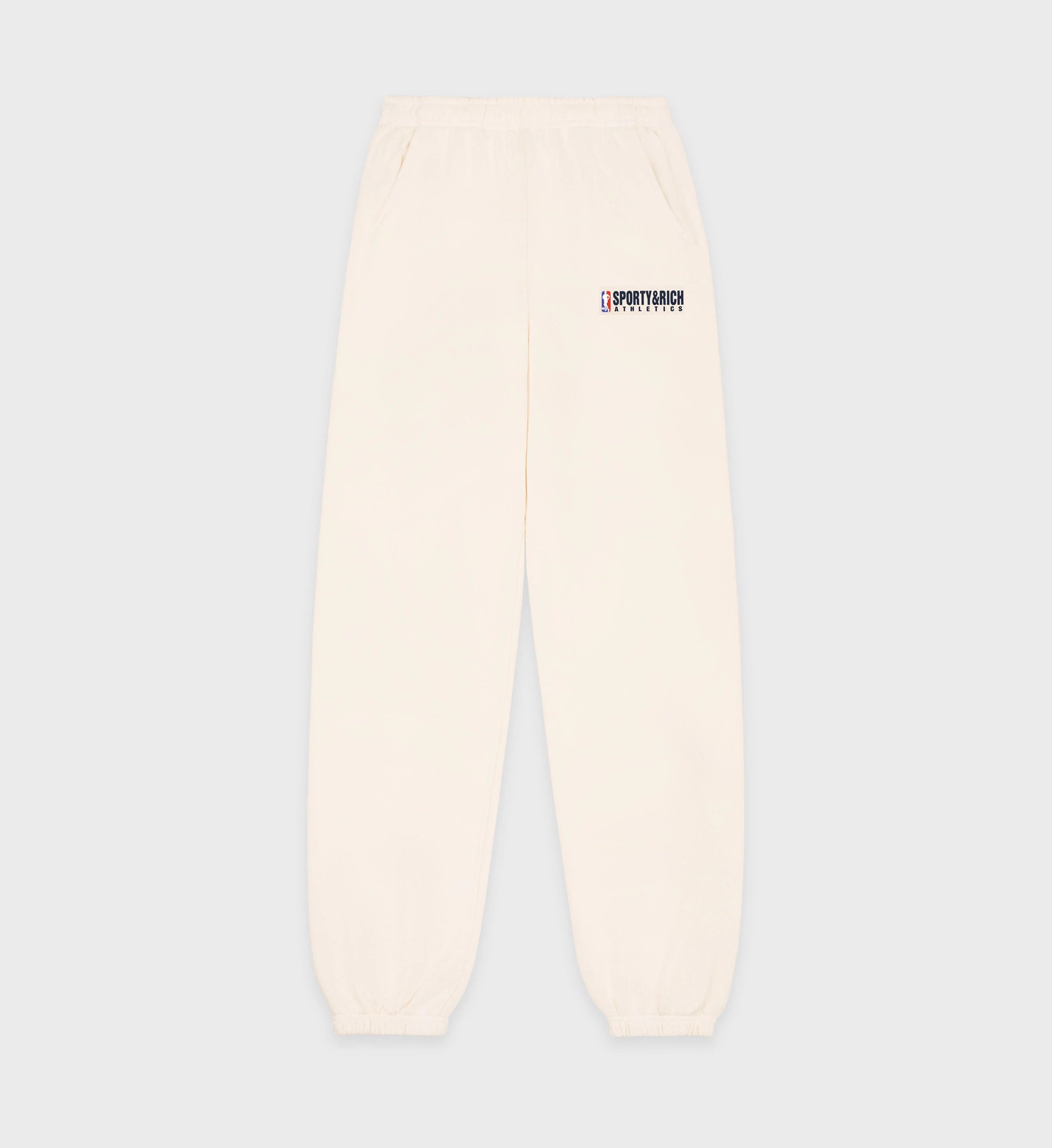 Sporty & Rich o1mle0525 Team Logo Sweatpant in Cream Size 28" / US 6 / IT 42 - 1 Thumbnail