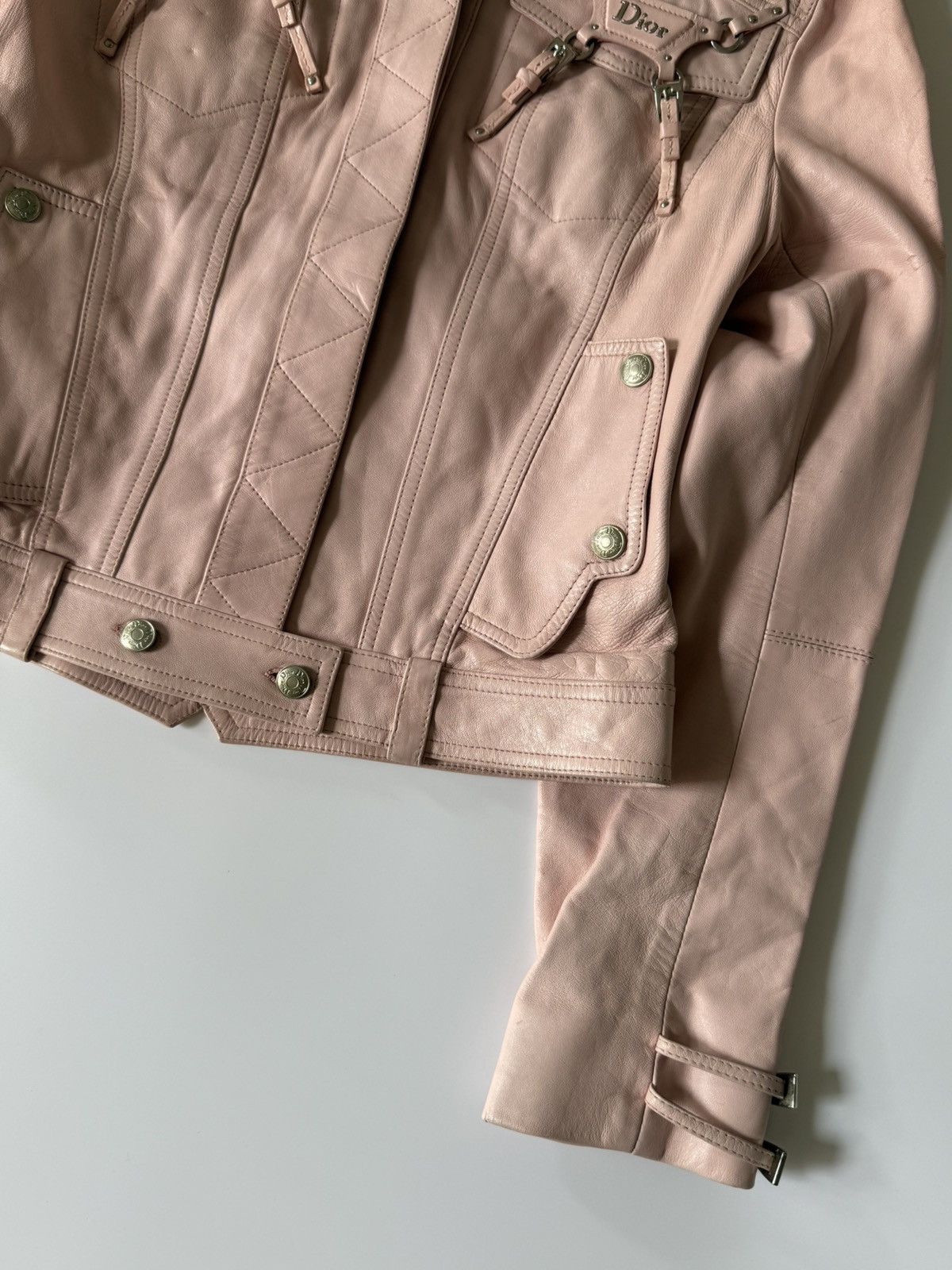 Dior Christian Dior by John Galliano S/S 2004 Pink Biker Jacket Size XS / US 0-2 / IT 36-38 - 5 Thumbnail