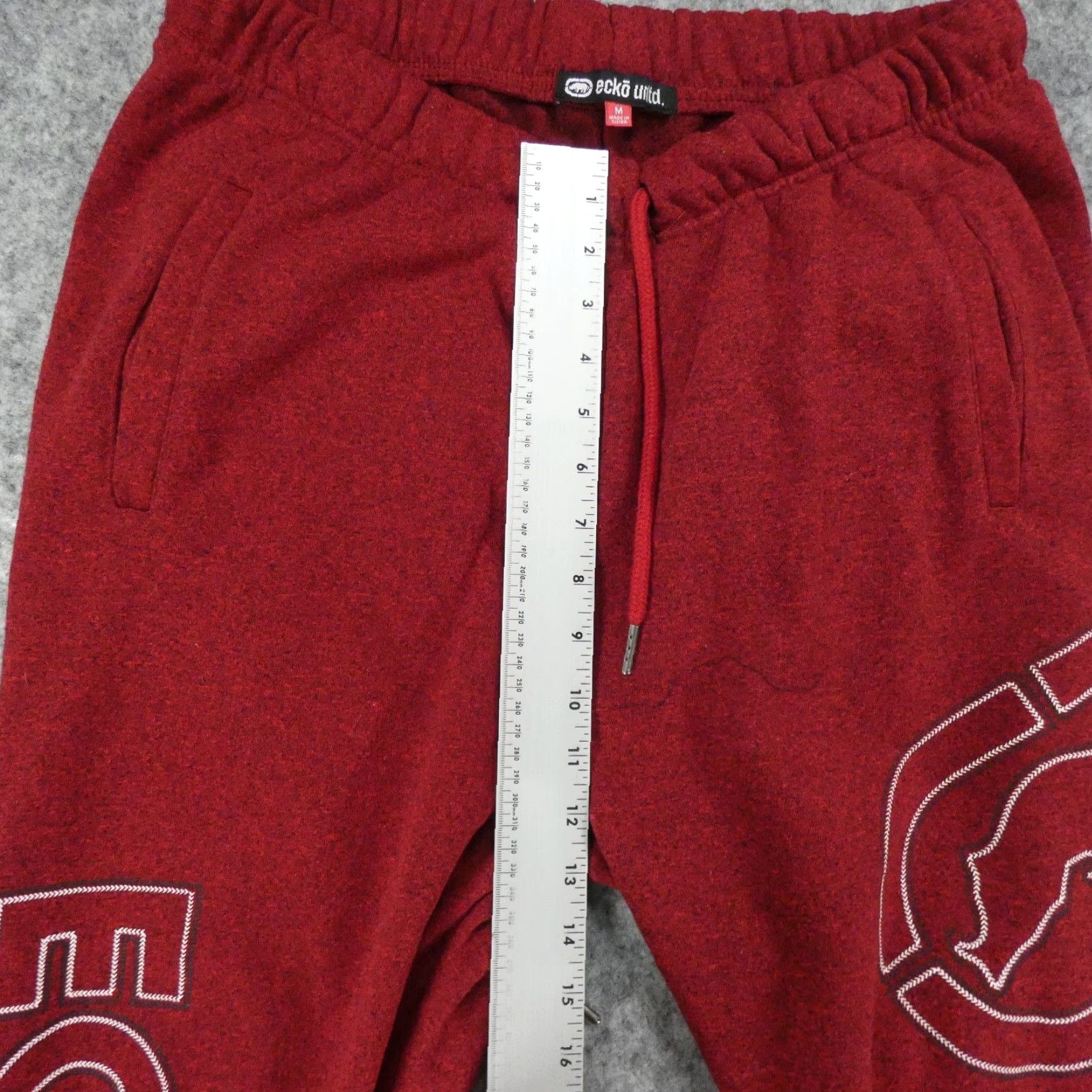 Ecko Unltd. Ecko Unltd Pants Mens M Fleece Jogger Red Drawstring Logo Spell Out Size US 31 - 6 Thumbnail