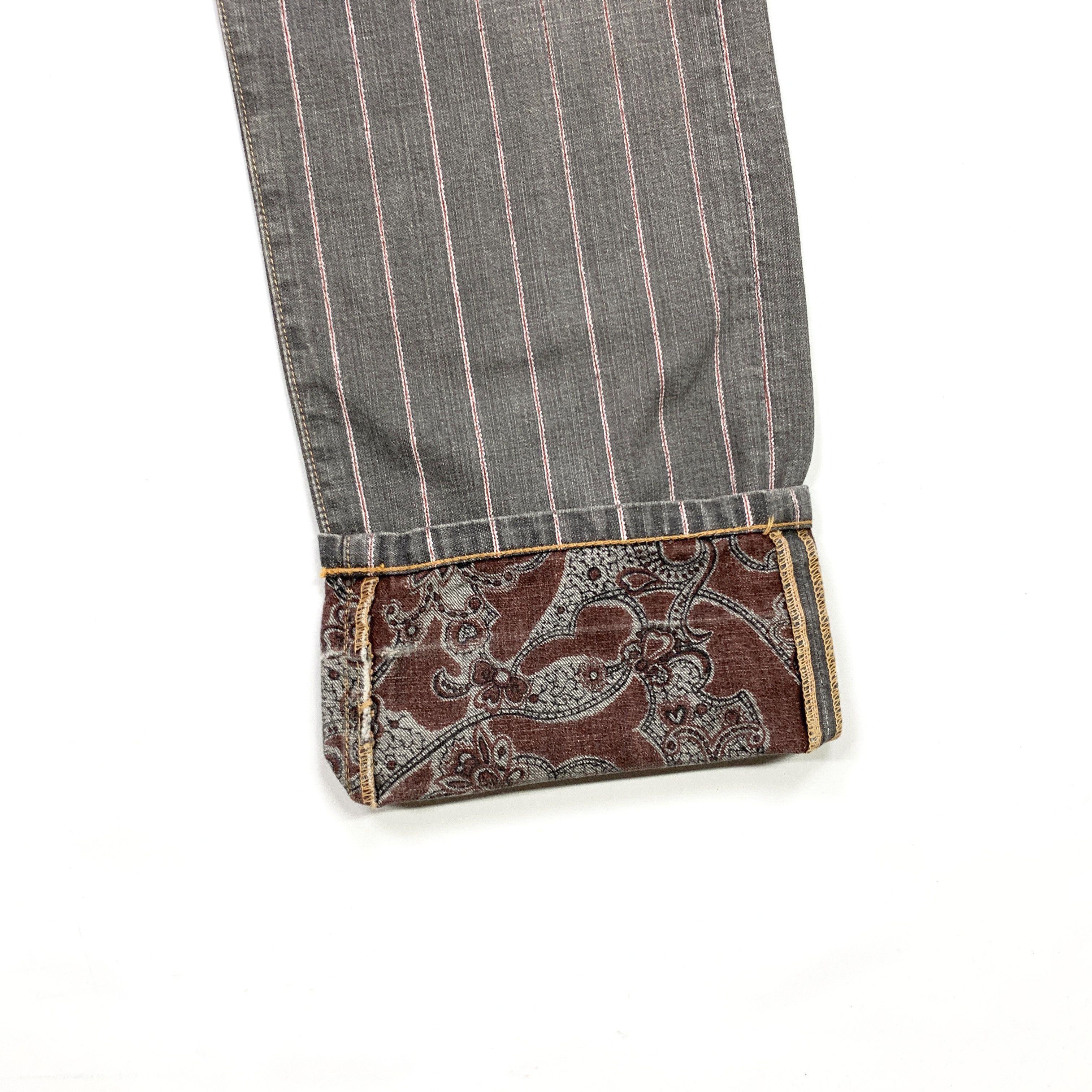2004 Striped / Paisley Lined Denim Jeans