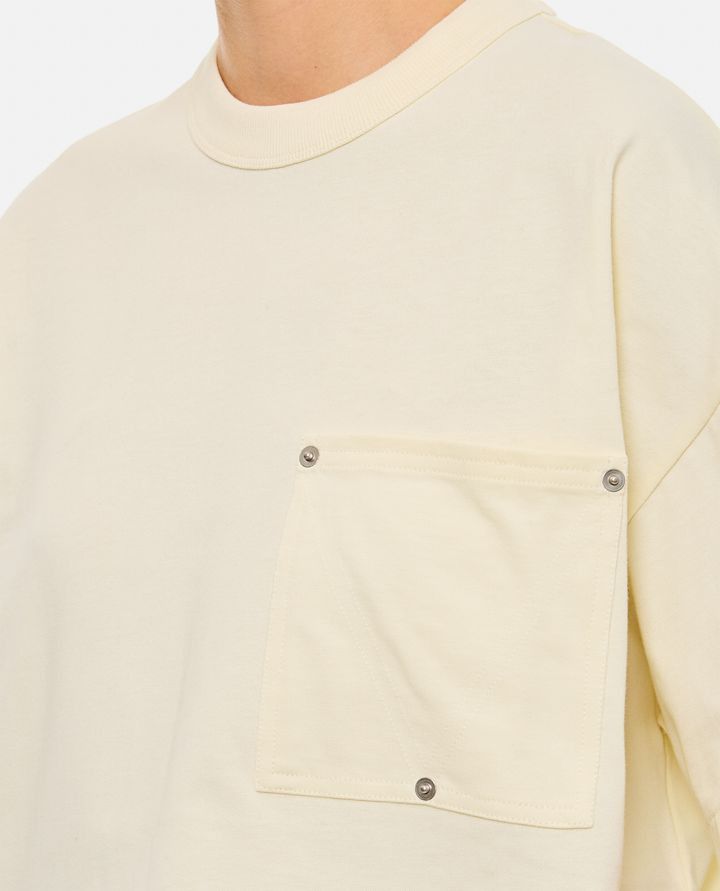 Bottega Veneta o1n1vont0625 Jersey Cropped T-Shirt With V Pocket in Beige Size XS / US 0-2 / IT 36-38 - 4 Thumbnail