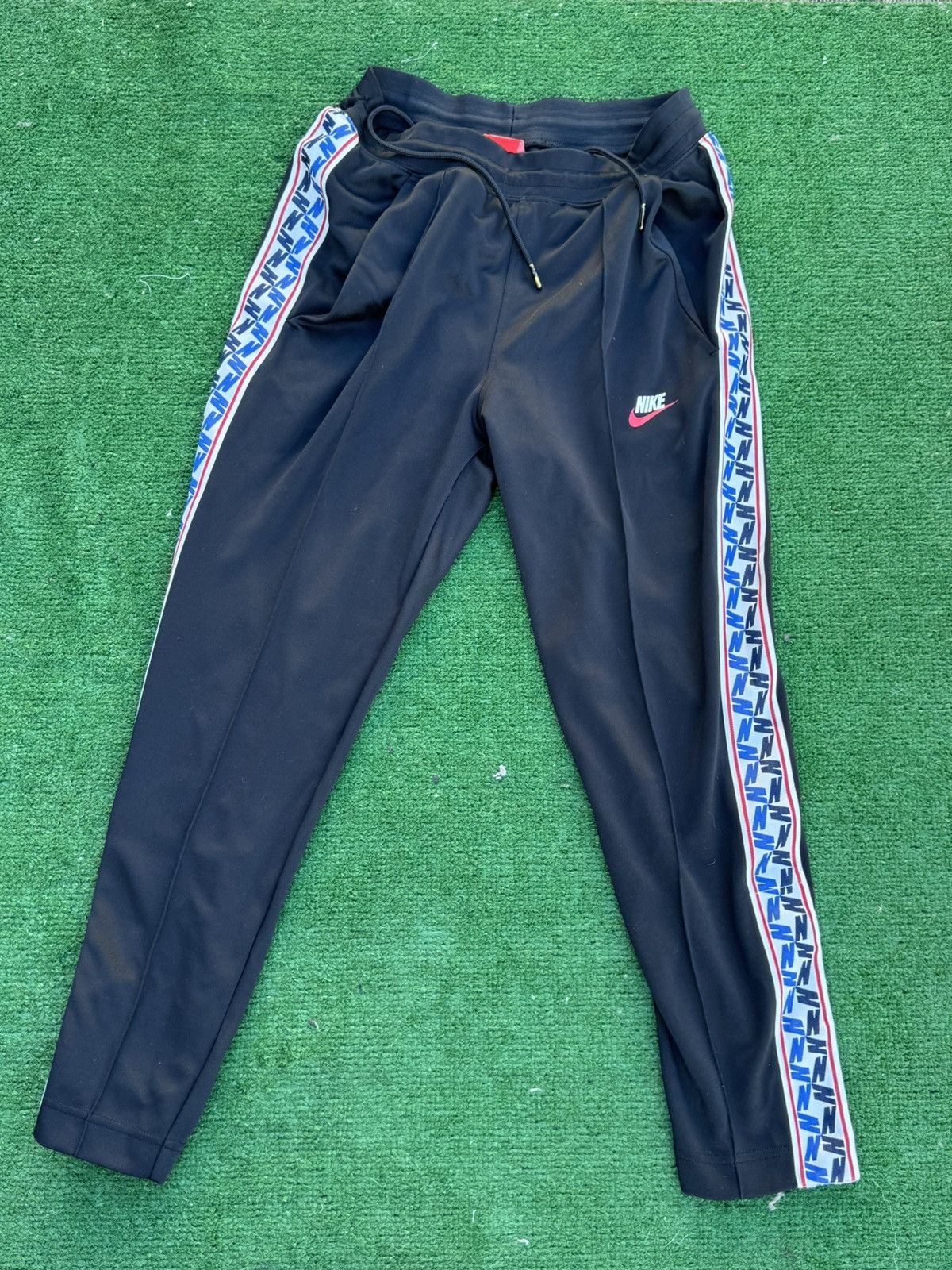Nike Black Track Pants w/ Red & Blue Accents