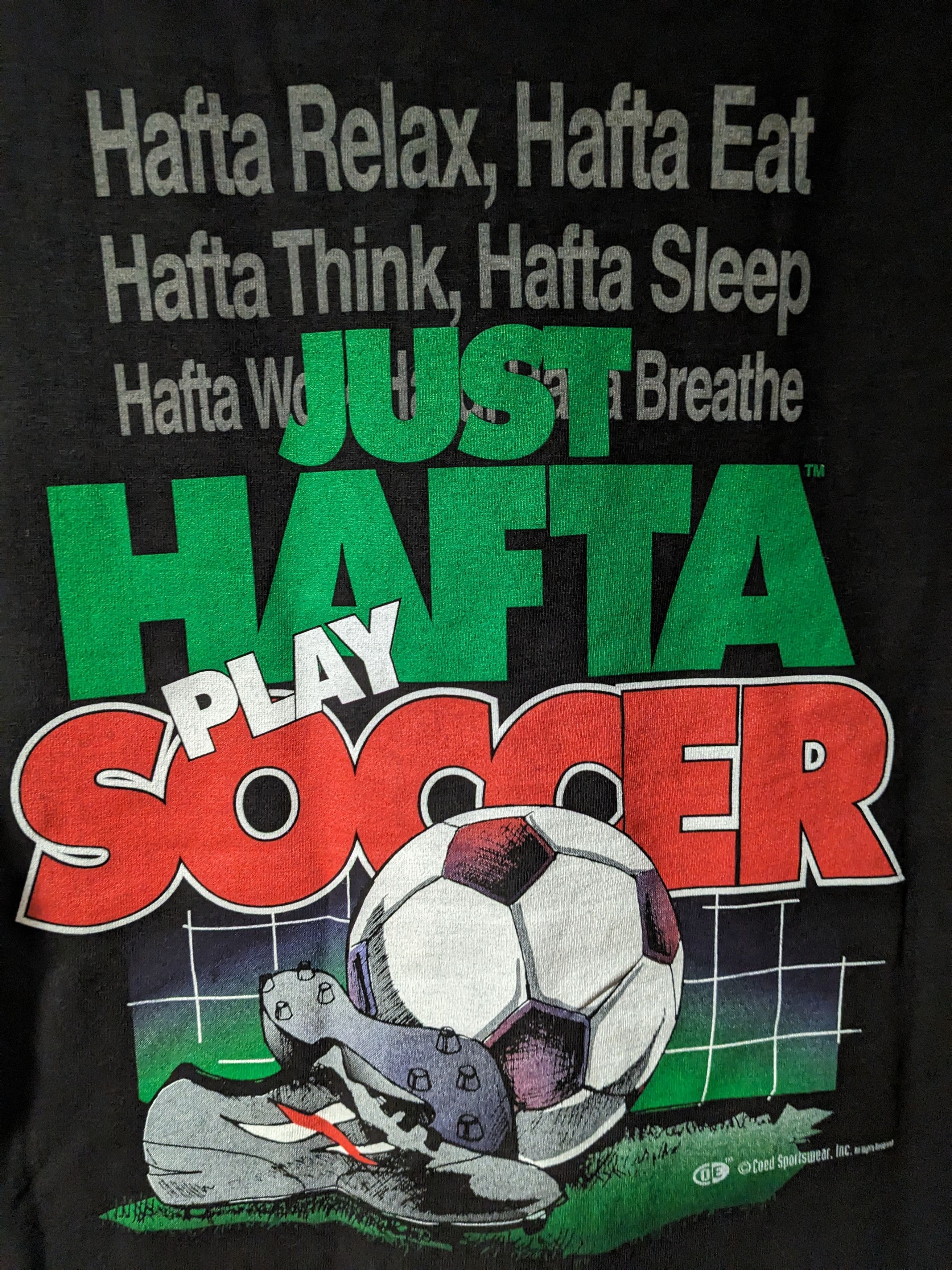 Vintage Vintage 90s Just Hafta Soccer Cleats Sport Large T-Shirt Size US L / EU 52-54 / 3 - 2 Thumbnail
