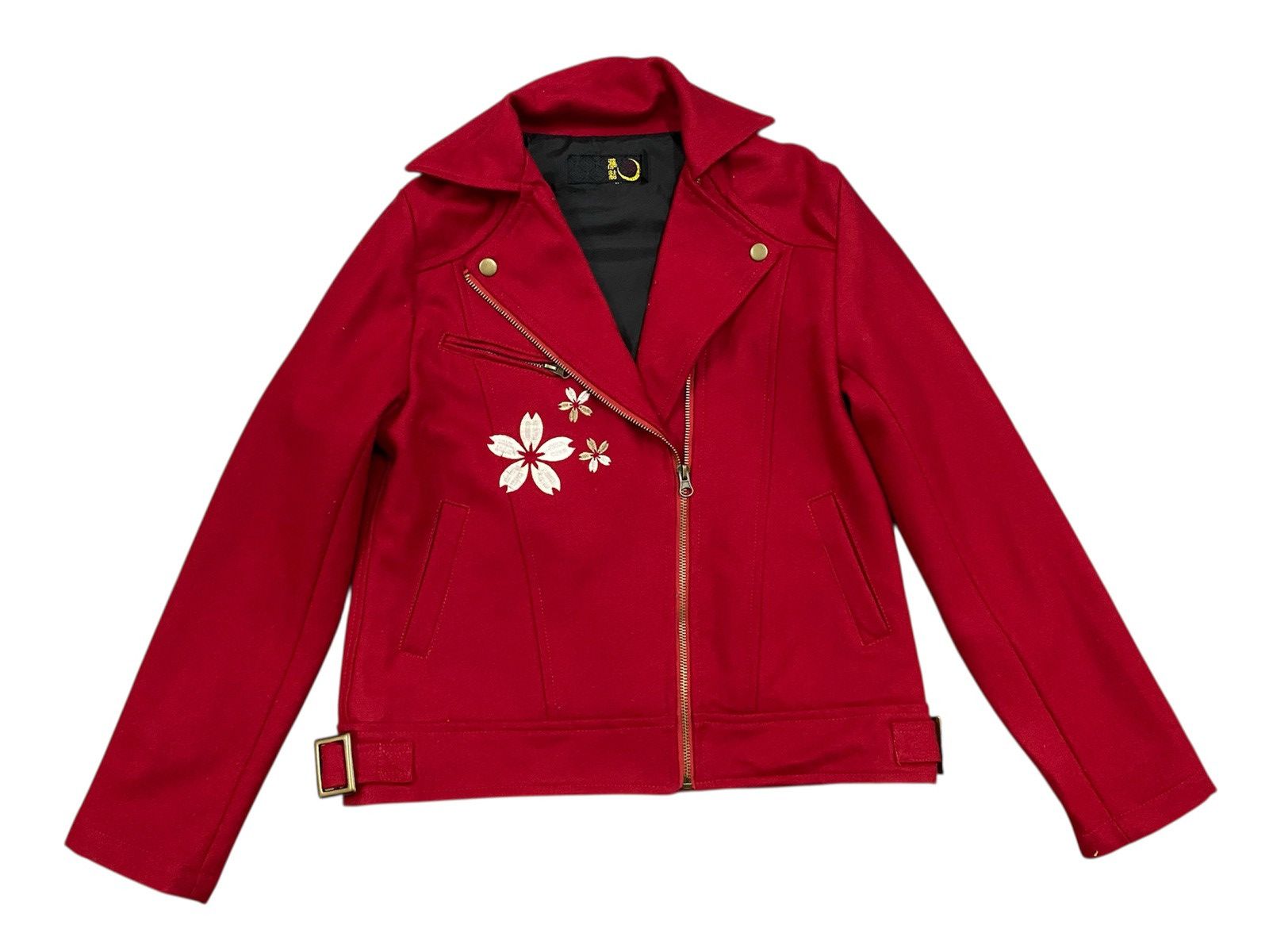 Japanese Brand Japanese Sakura Embroidery Wool Biker Jacket - Red Size US S / EU 44-46 / 1 - 3 Thumbnail