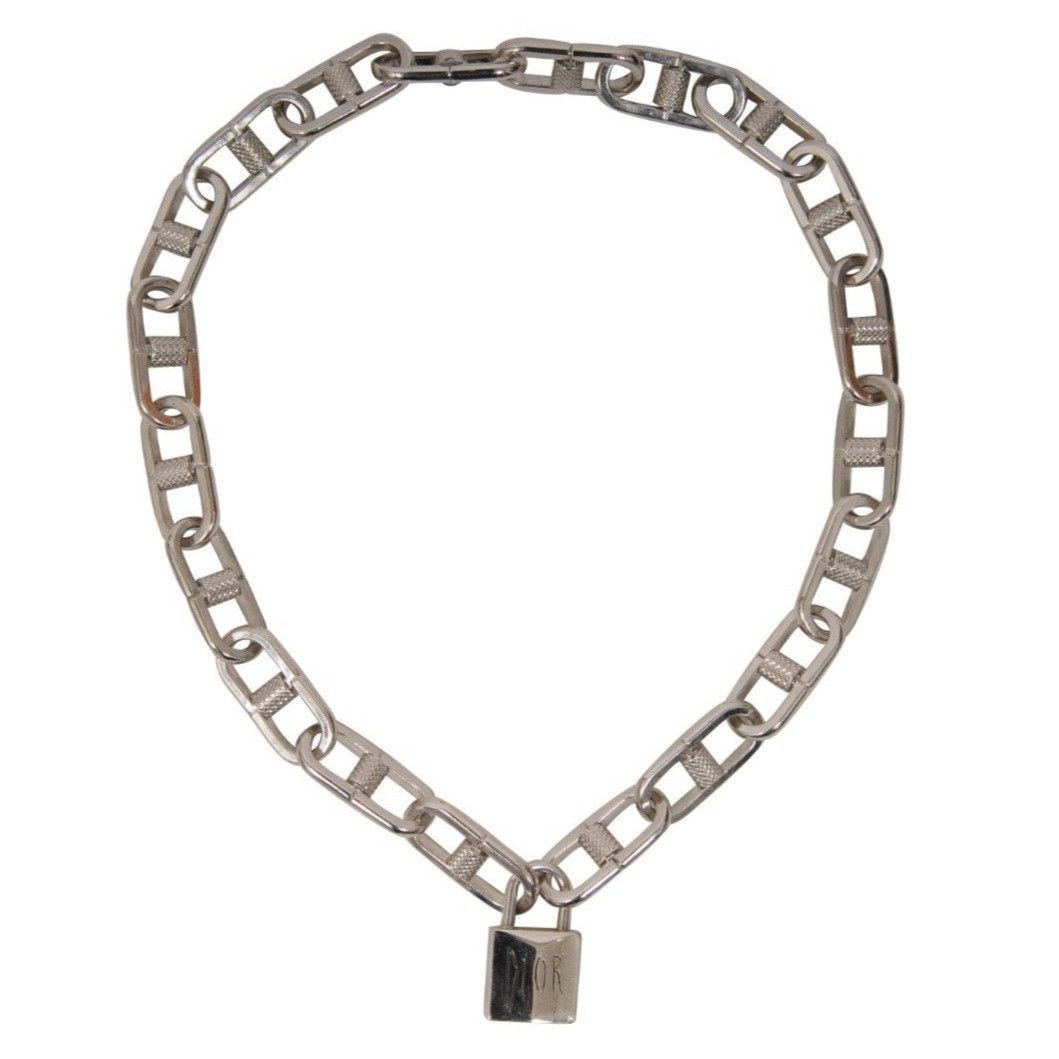 image of Dior Raymond Pettibon Mini Padlock Bike Chain Logo in Silver, Men's