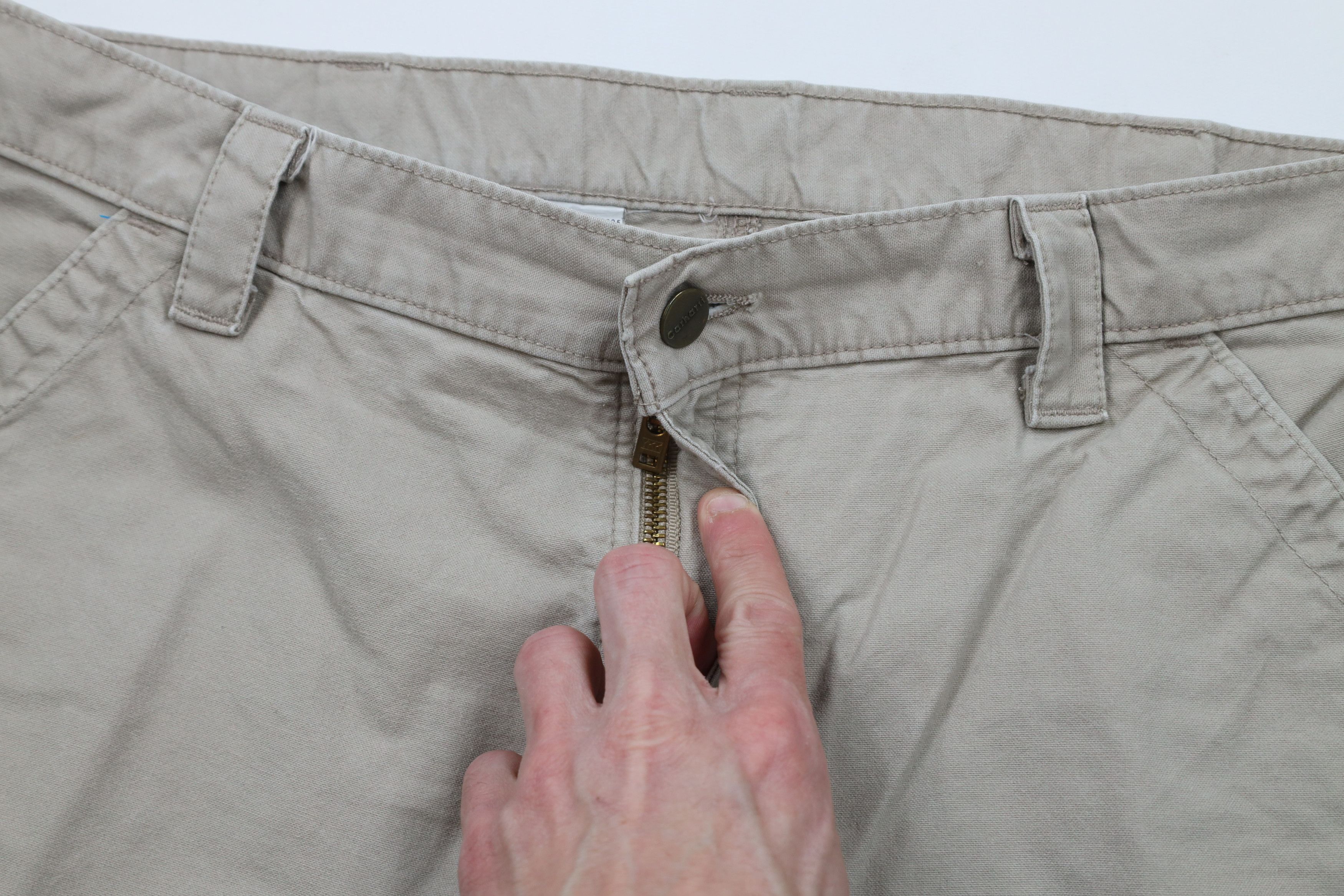 Carhartt × Vintage Vintage Carhartt Spell Out Dungaree Work Shorts Beige Cotton Size US 38 / EU 54 - 7 Thumbnail