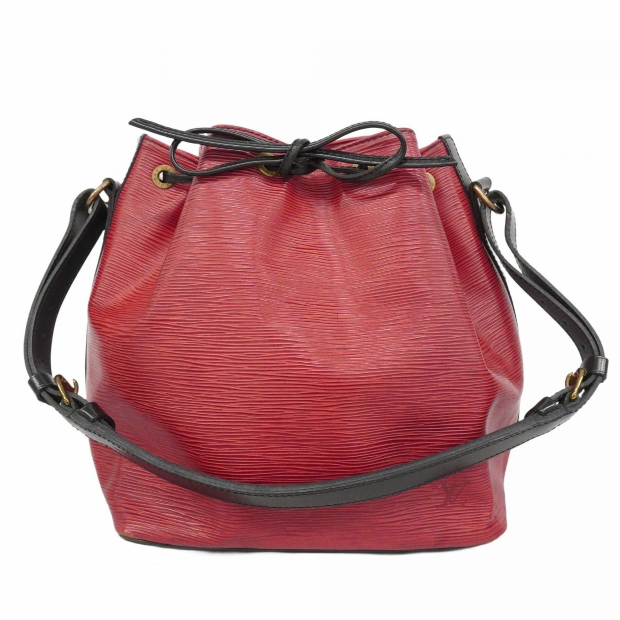 Louis Vuitton Epi Two-Tone Petit Noe Shoulder Bag M44172 Castilian Red Noir Women's