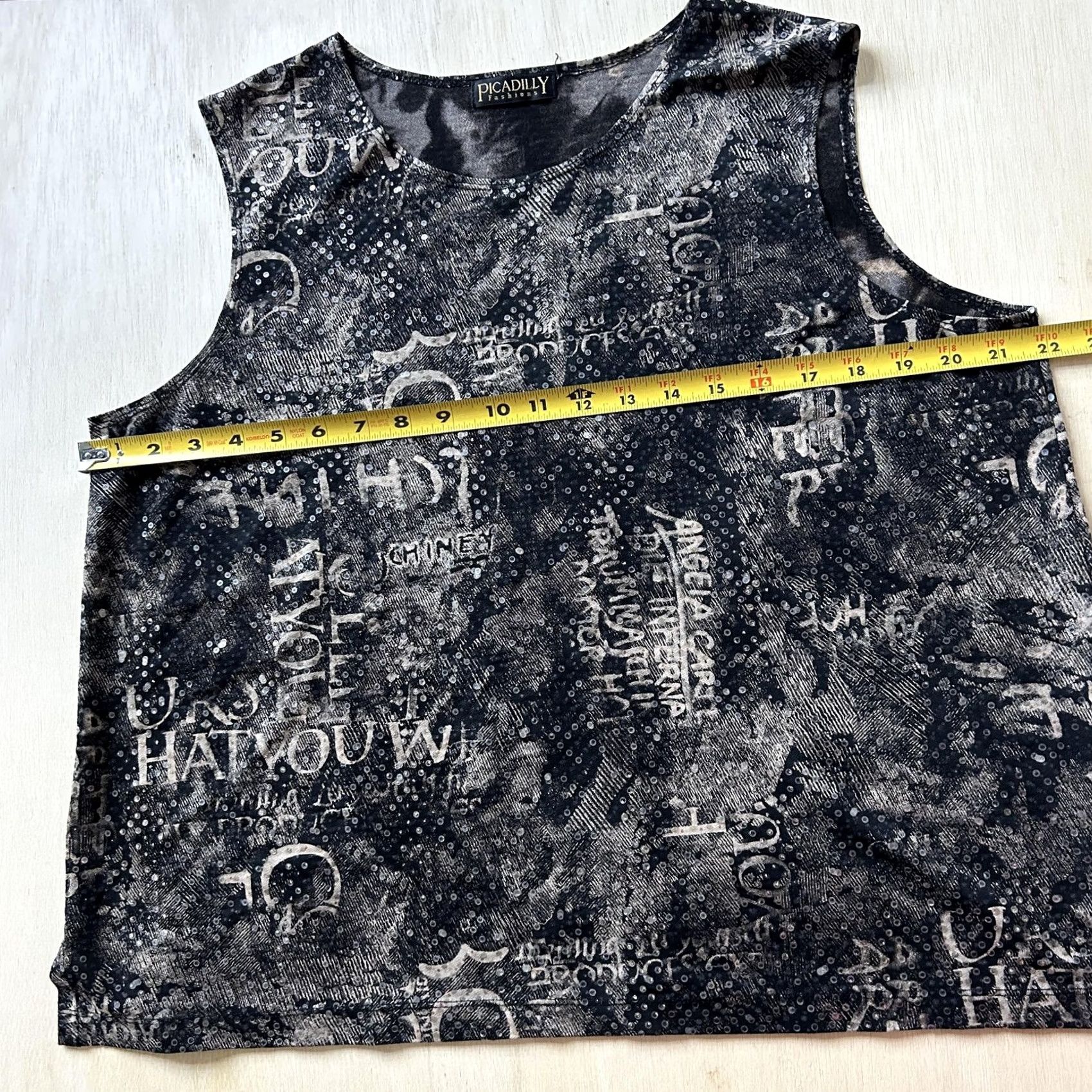 Vintage Picadilly Fashions Tank Top Womens Large Black Sequin Scoop Neck Sleeveless Size L / US 10 / IT 46 - 5 Thumbnail