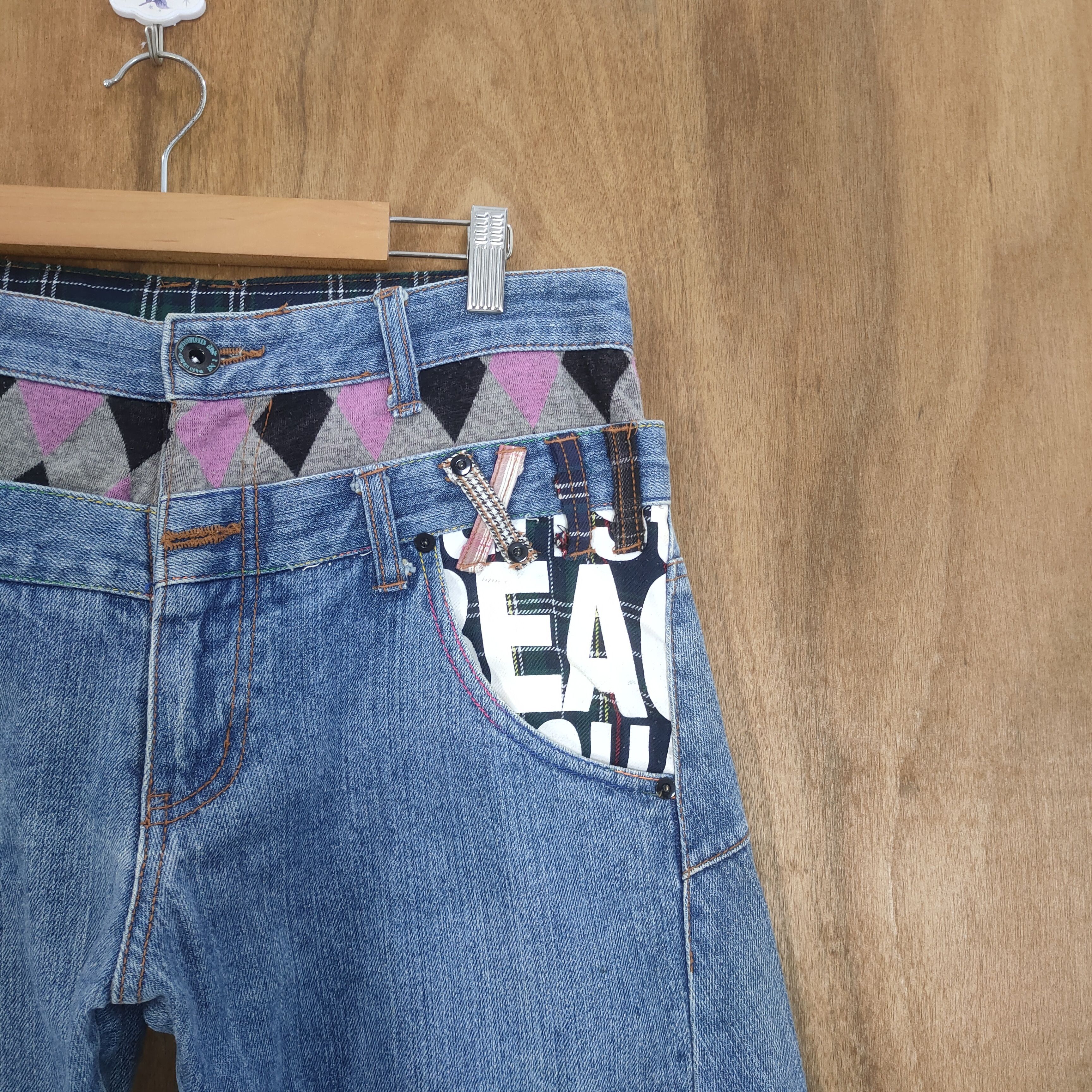 Japanese Brand BEACH DOUBLE WAIST JEAN DENIM CARGO PANTS Size US 32 / EU 48 - 6 Thumbnail