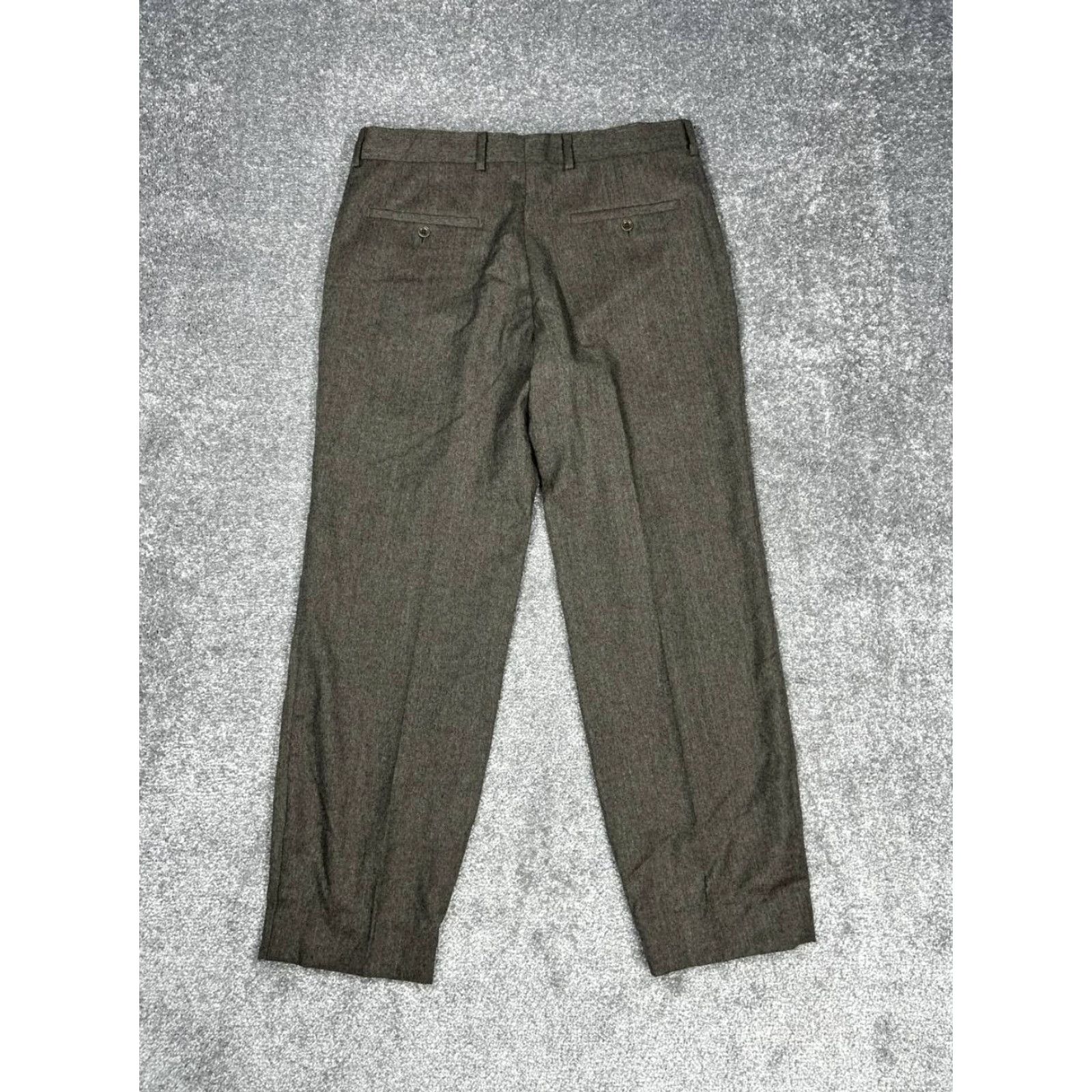 BREDA Leandro Bustos Dress Pants Mens 34 Brown Virgin Wool 90s Knit Flat Front Regular Full-Length 29in Inseam Pants Shirt? Size US 34 / EU 50 - 8 Thumbnail