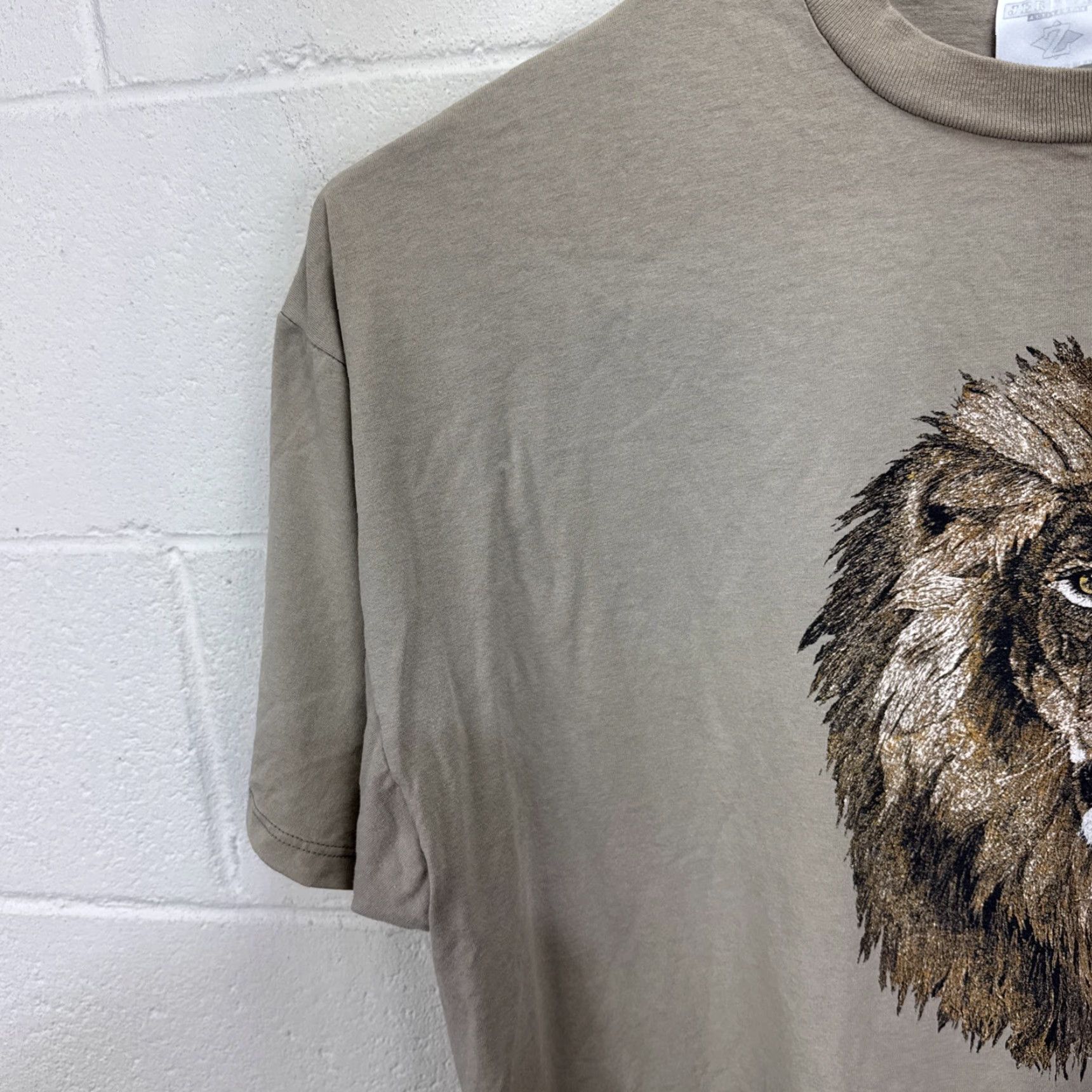 Jerzees VINTAGE JERZEES Big Face Lion 90s Graphic T Shirt USA Beige 3XL Men Shirt Size US XXL / EU 58 / 5 - 5 Thumbnail