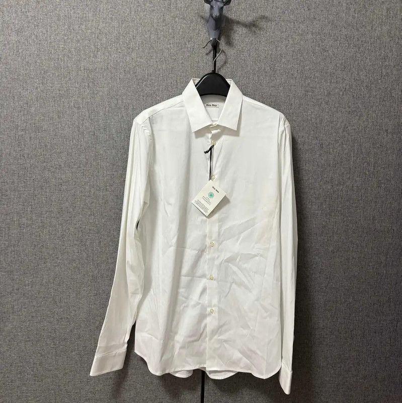Miu Miu Miu Miu Men's White Cotton Long Sleeve Shirt 0089 Size US M / EU 48-50 / 2 - 1 Thumbnail