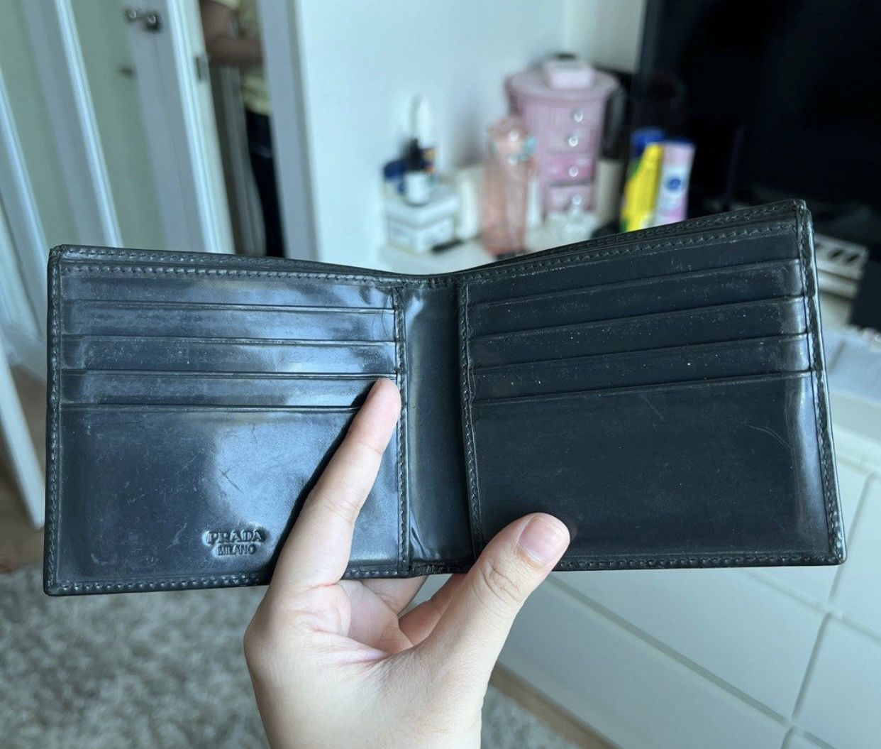 Prada Prada Bifold Wallet Black Patent Leather Size ONE SIZE - 3 Thumbnail