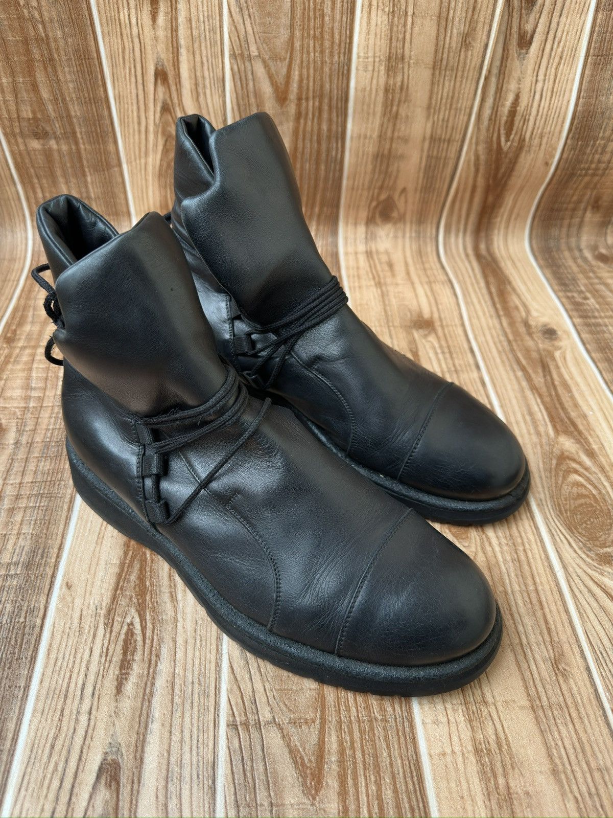 Emporio Armani Empirio Armani Leather Biker Lace Up Boots Like Rick Owens Size US 10 / EU 43 - 3 Thumbnail