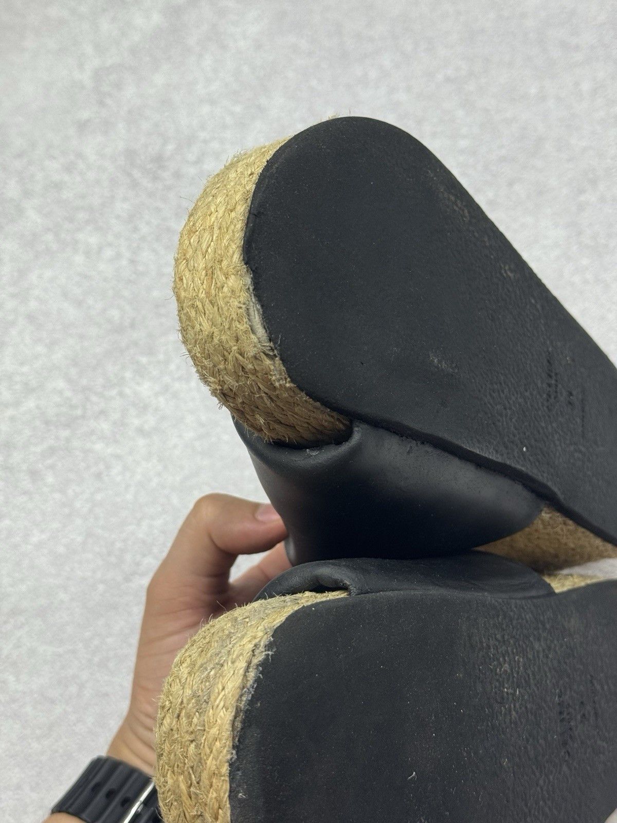 Celine Celine Black Leather Flat Sandals Espadrille Slides Woman Size US 7.5 / IT 37.5 - 12 Thumbnail