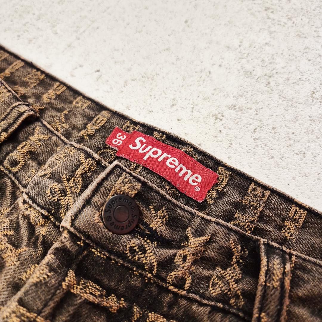Supreme Supreme Multi Type Jacquard Brown Denim Pants (36) Size US 36 / EU 52 - 4 Thumbnail