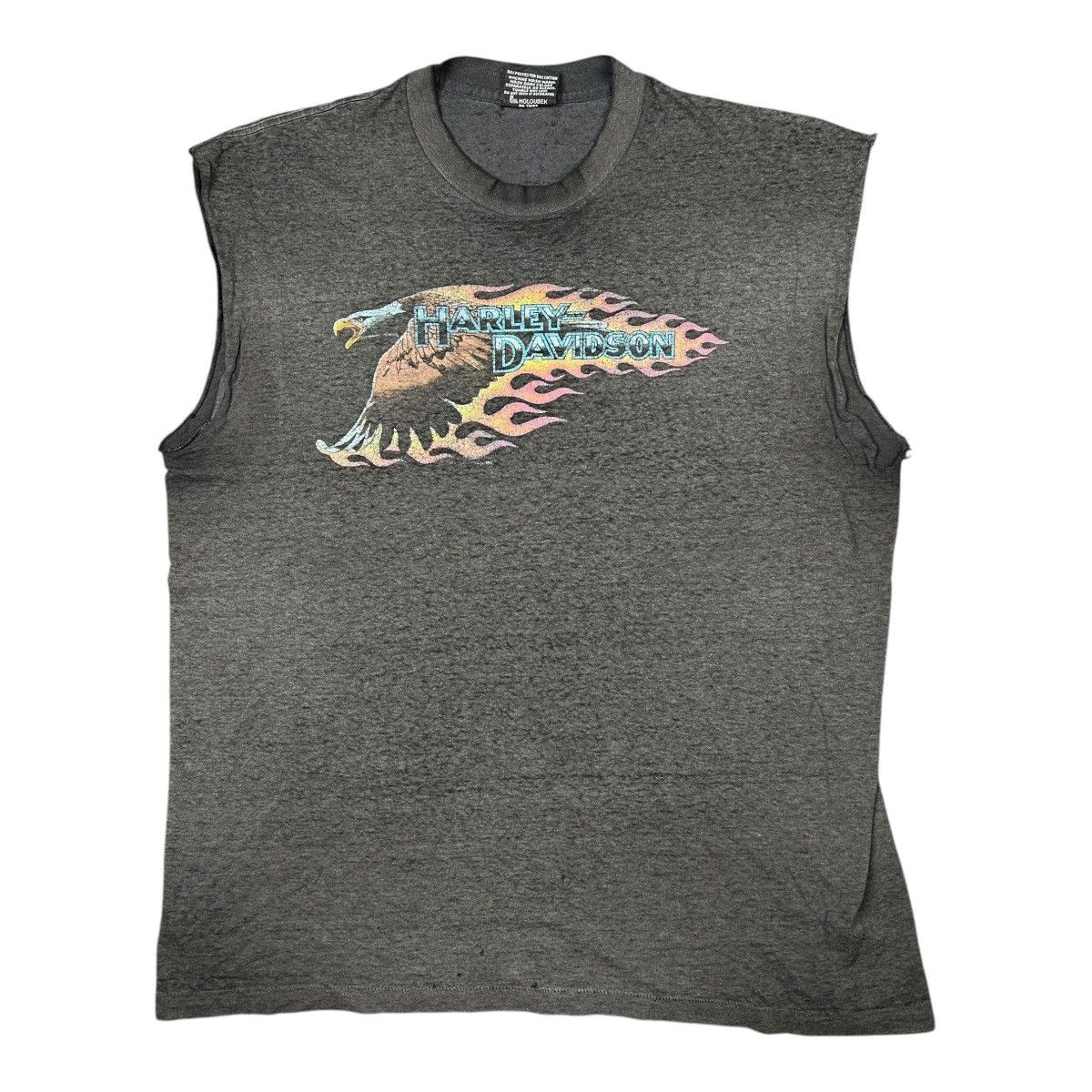 Harley Davidson Vintage 80s Thrashed Harley Davidson Cut Off Tee Size US XL / EU 56 / 4 - 1 Thumbnail