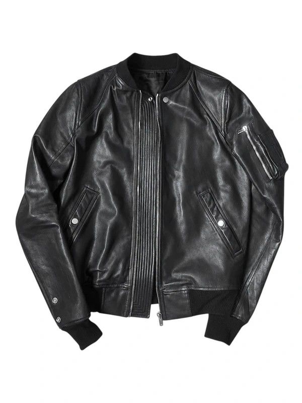 Rick Owens Rick Owens SS18 Dirt Raglan Black Leather Bomber Jacket Size US M / EU 48-50 / 2 - 1 Thumbnail