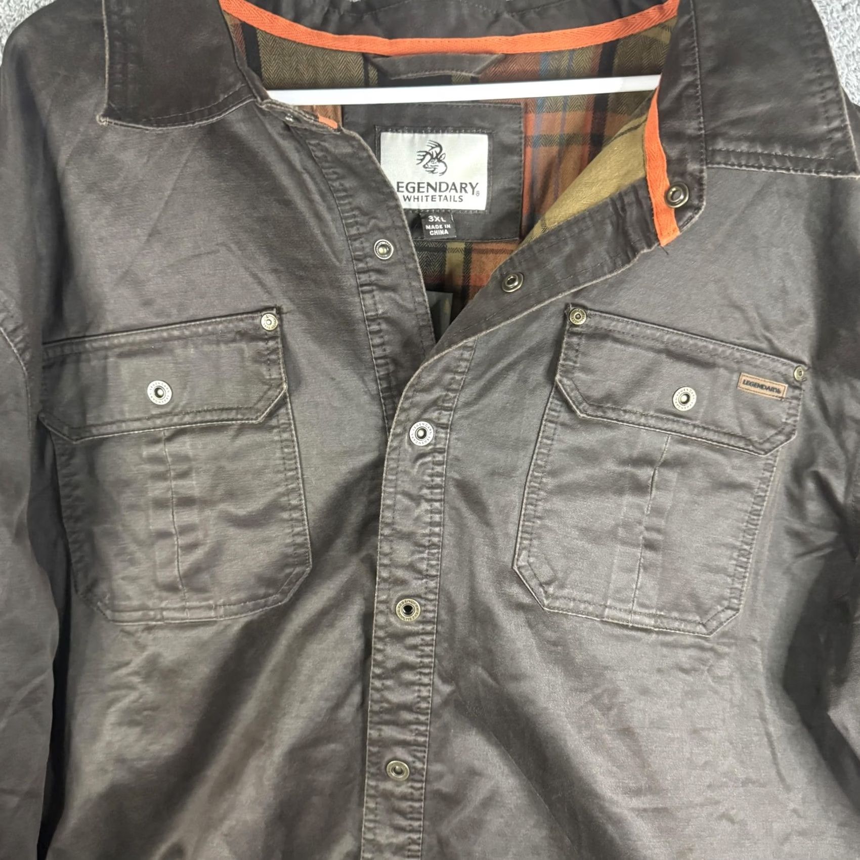 Vintage Legendary Whitetails Journeyman Shirt Jacket 3XL Waxed Canvas Shacket Mens Brown Cotton Blend Windbreaker Collection 6723 Size US XXL / EU 58 / 5 - 4 Thumbnail