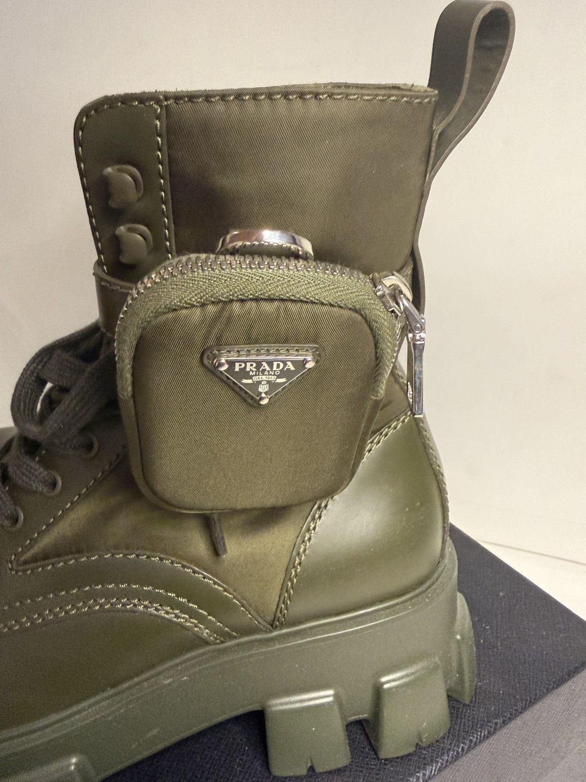 Prada Prada Monolith Combat Boot Olive Green Men’s US 10.5 w/Pouch Size US 10.5 / EU 43-44 - 11 Thumbnail