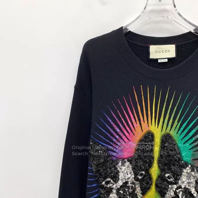 Gucci Gucci Black cat heavy industry sequin cotton round-neck lo Size US S / EU 44-46 / 1 - 3 Thumbnail