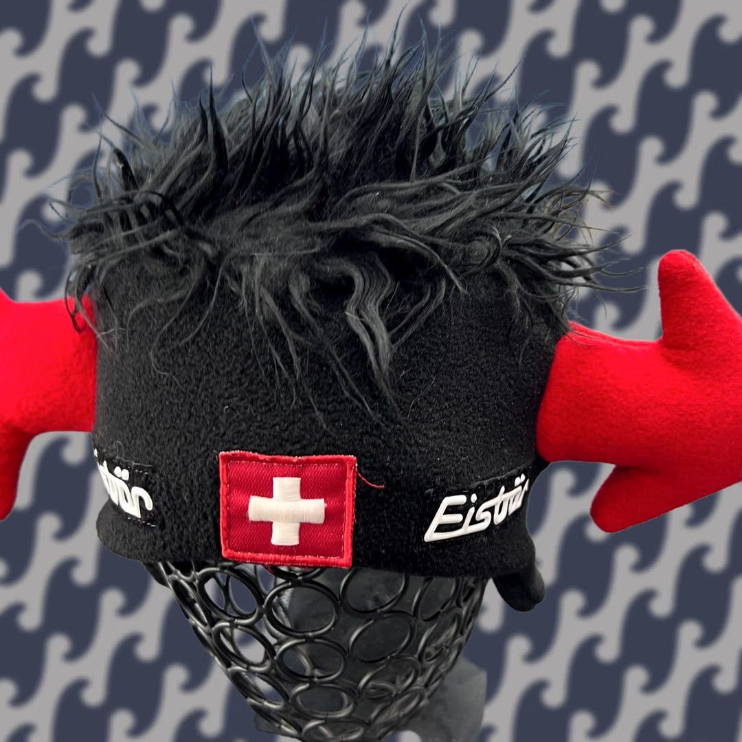Vintage VINTAGE Eisbar Beanie Hat One Size Black Fleece Thermal Unisex Adults Hats,Mens Womens,Beanie,Switzerland, Punk Hair, Winter Ski Size US M / EU 48-50 / 2 - 1 Thumbnail