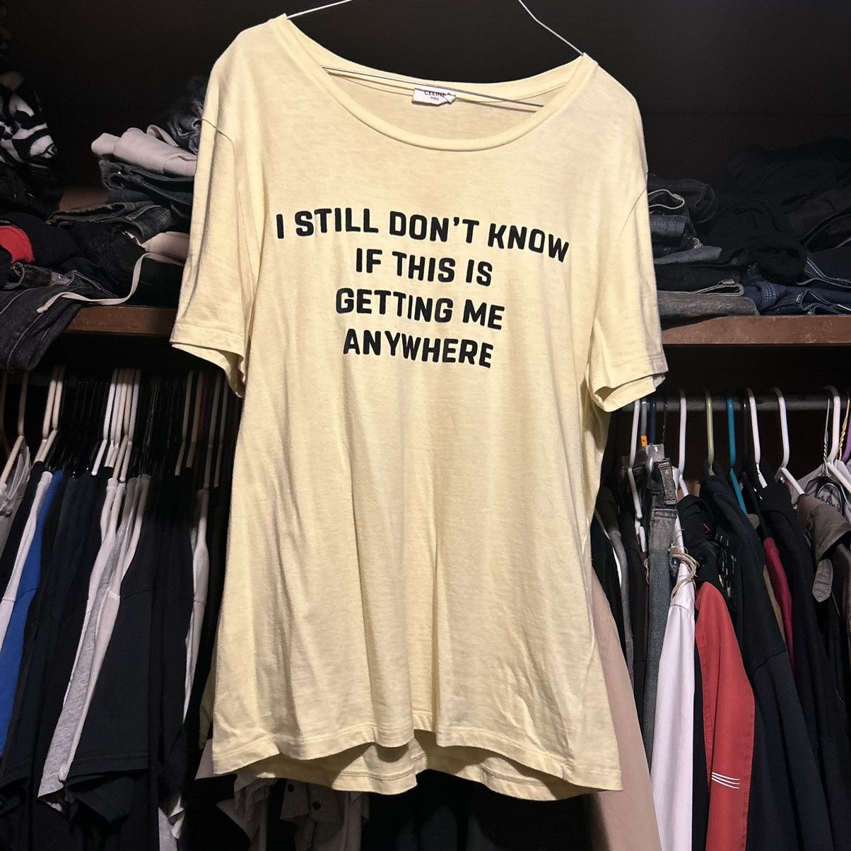 Pre-owned Celine By Hedi Slimane “i Still Don't Know” Tee In Yellow
