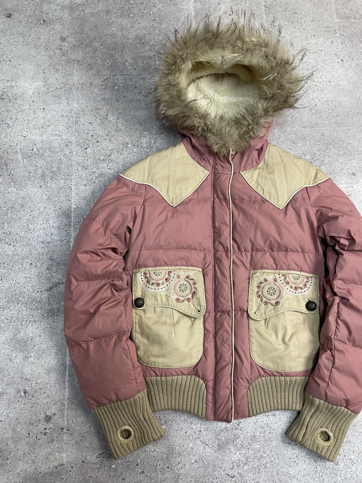 Le Grande Bleu (L.G.B.) Vintage Y2K Parasuco Cult Faux Fur Trim Girly Puffer Jacket Size S / US 4 / IT 40 - 2 Thumbnail