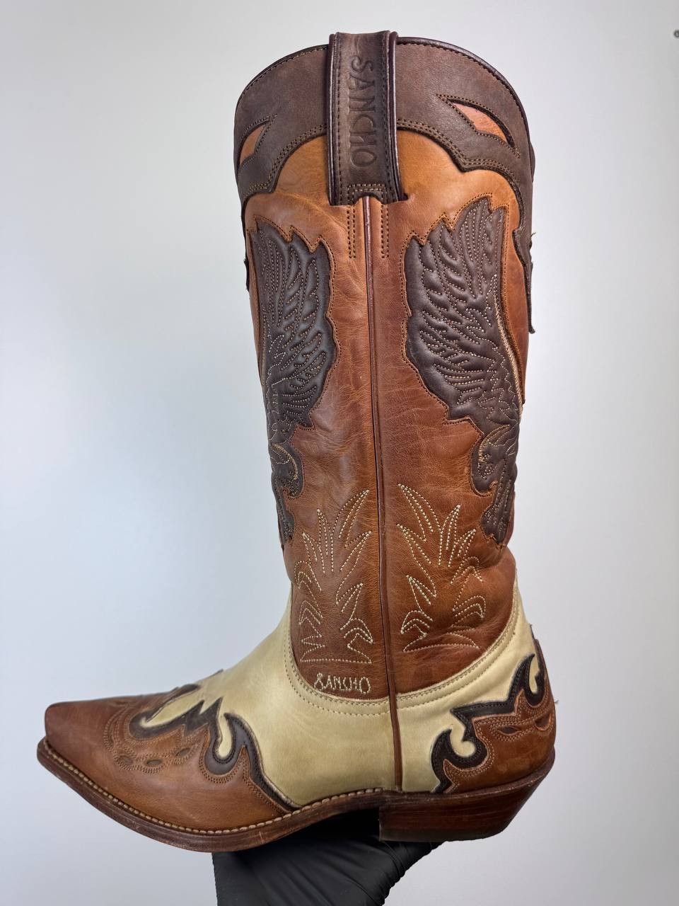 Sancho Boots Sancho Cowboy Boots Leather Western Brown Beige Mens Size 39 Size US 6 / EU 39 - 5 Thumbnail