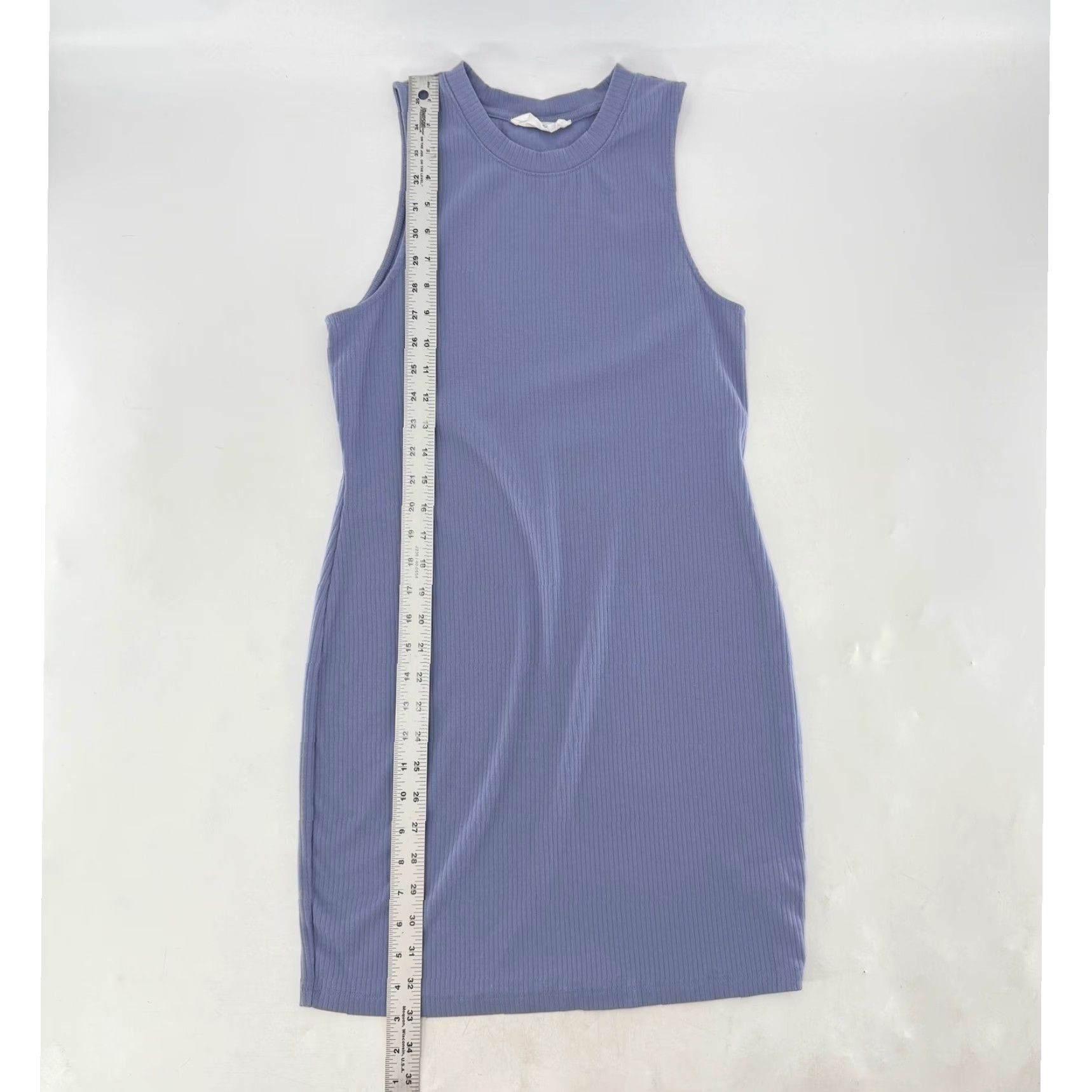 Doublet Double Zero Ribbed Knit Tank Dress Sleeveless Bodycon Midi Periwinkle Blue Womens L Size L / US 10 / IT 46 - 7 Thumbnail