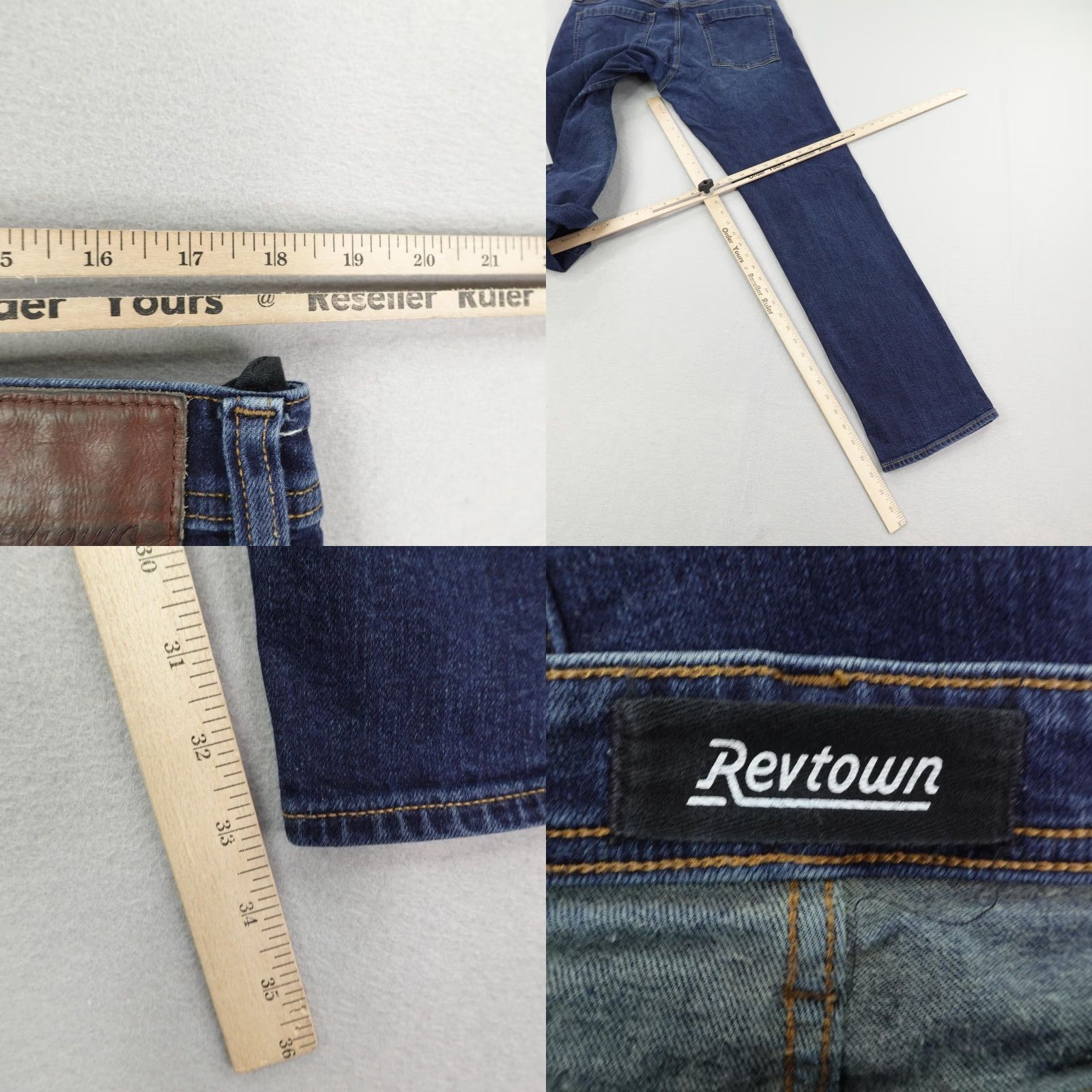 Denime Revtown Jeans Mens 38x34 Blue Decade Denim Straight Leg Automatic Biker Pants 28x34 Regular Blue Denim Jeans Revtown Size US 28 / EU 44 - 8 Thumbnail