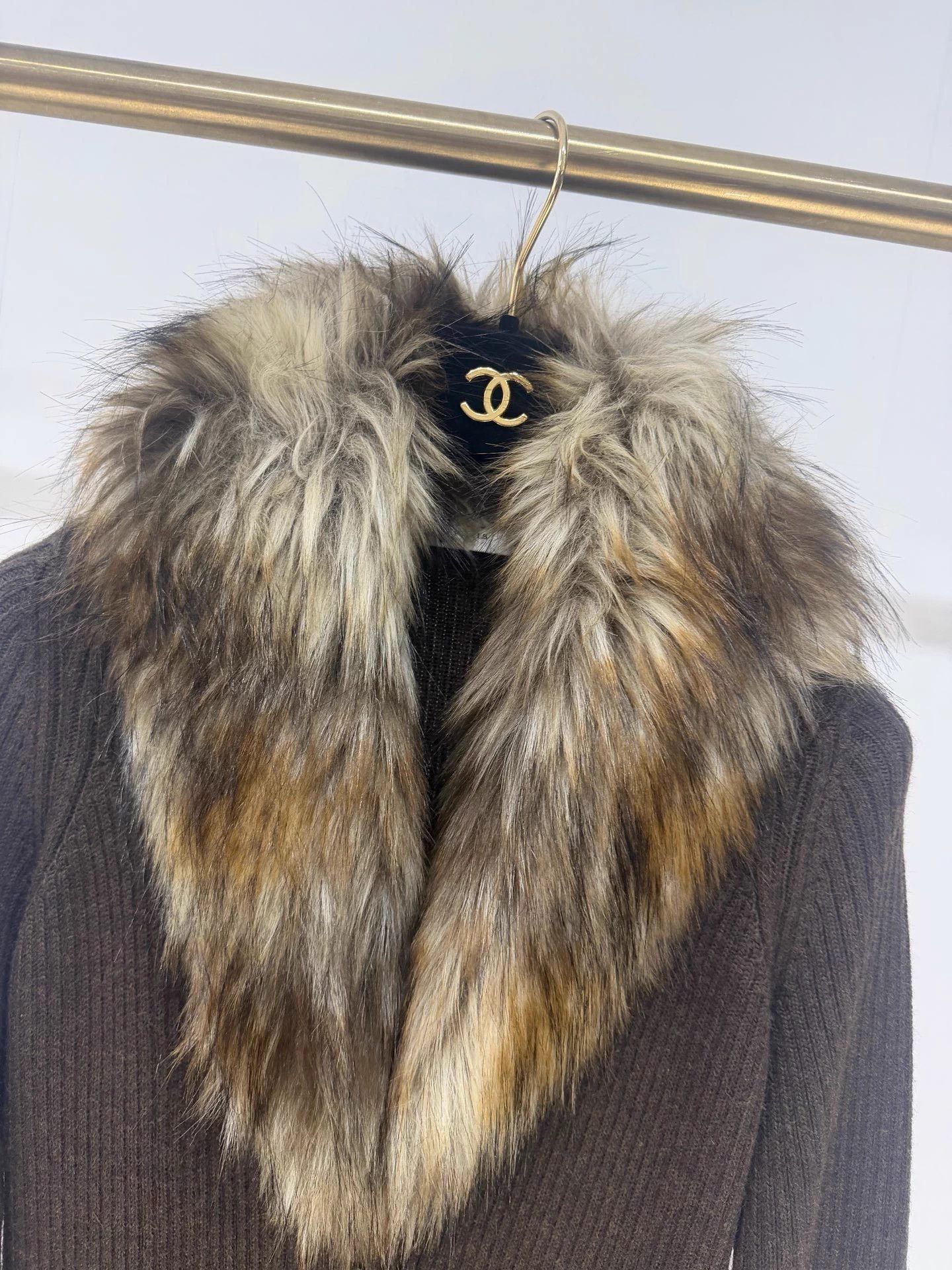 Saint Laurent Paris SLP ribbed wool fur collar dress S new Size S / US 4 / IT 40 - 3 Thumbnail