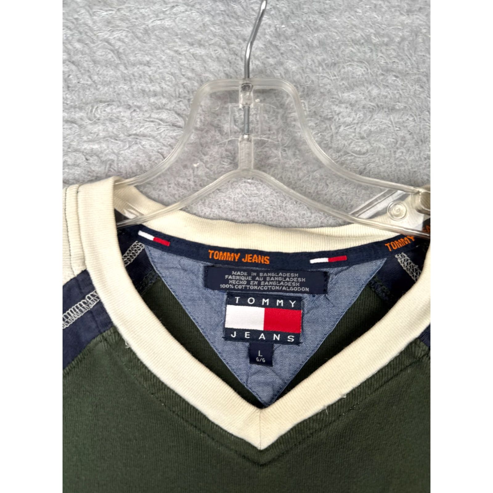 Tommy Hilfiger Tommy Hilfiger Jeans Shirt Adult Large Green Long Sleeve V-Neck 100% Cotton Size US L / EU 52-54 / 3 - 7 Thumbnail