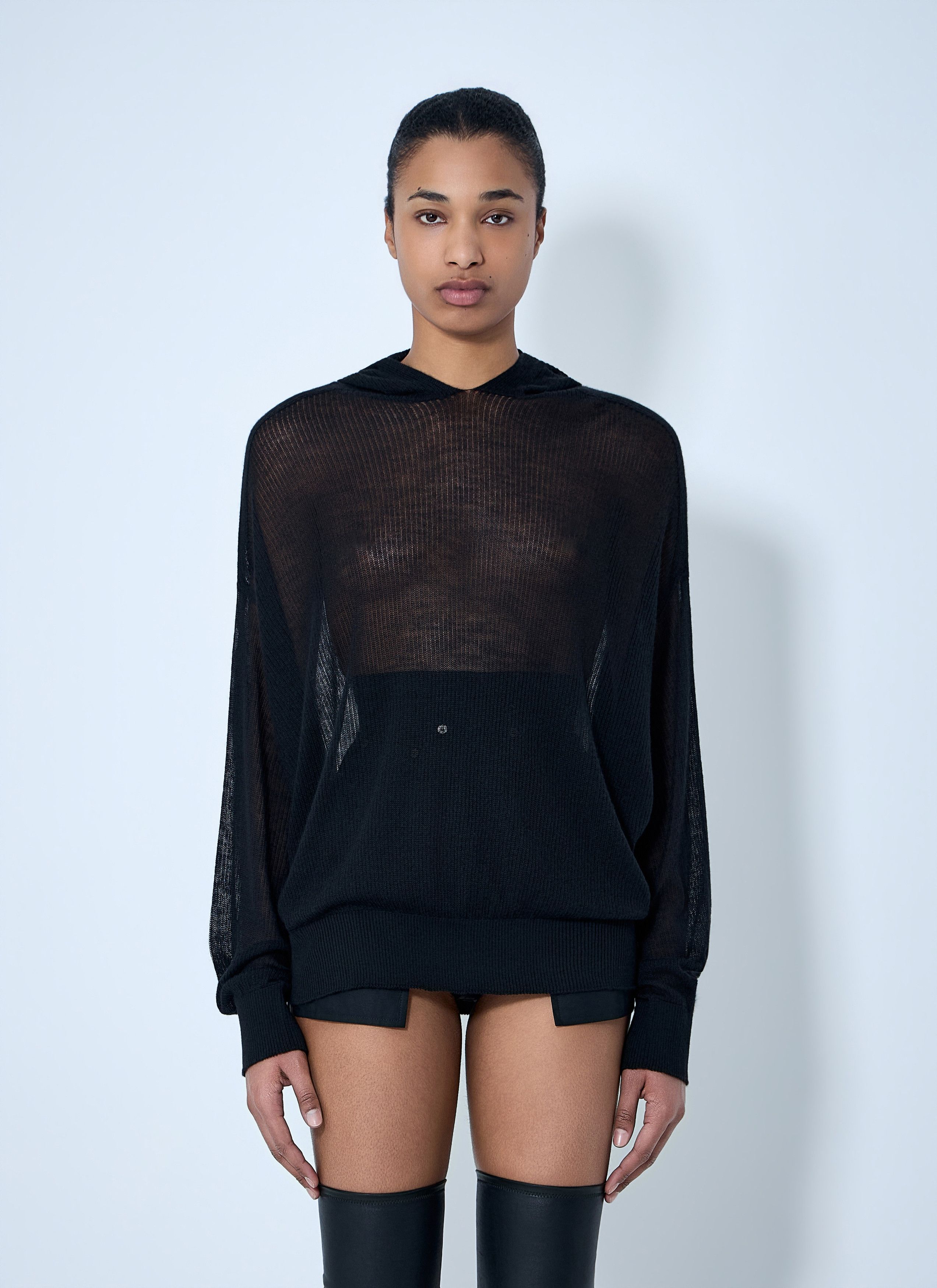 Rick Owens Mesh Knit Hoodie Size S / US 4 / IT 40 - 1 Thumbnail